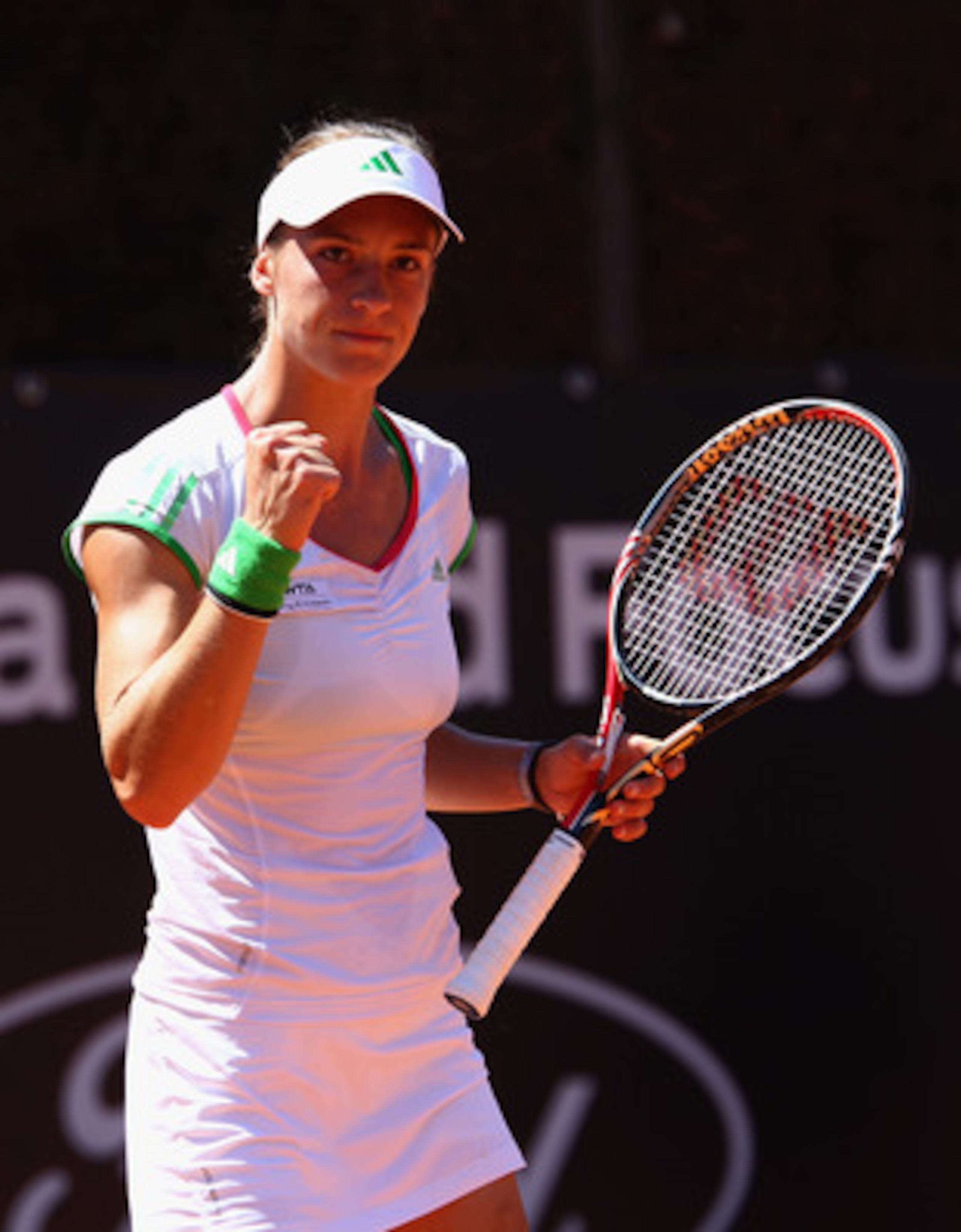 ROME, ITALY - MAY 11:  Andrea Petkovic of Germany celebrates a point during her second round match against Polona Hercog of Slovakia during day four of the Internazoinali BNL D'Italia at the Foro Italico Tennis Centre on May 11, 2011 in Rome, Italy.  (Pho