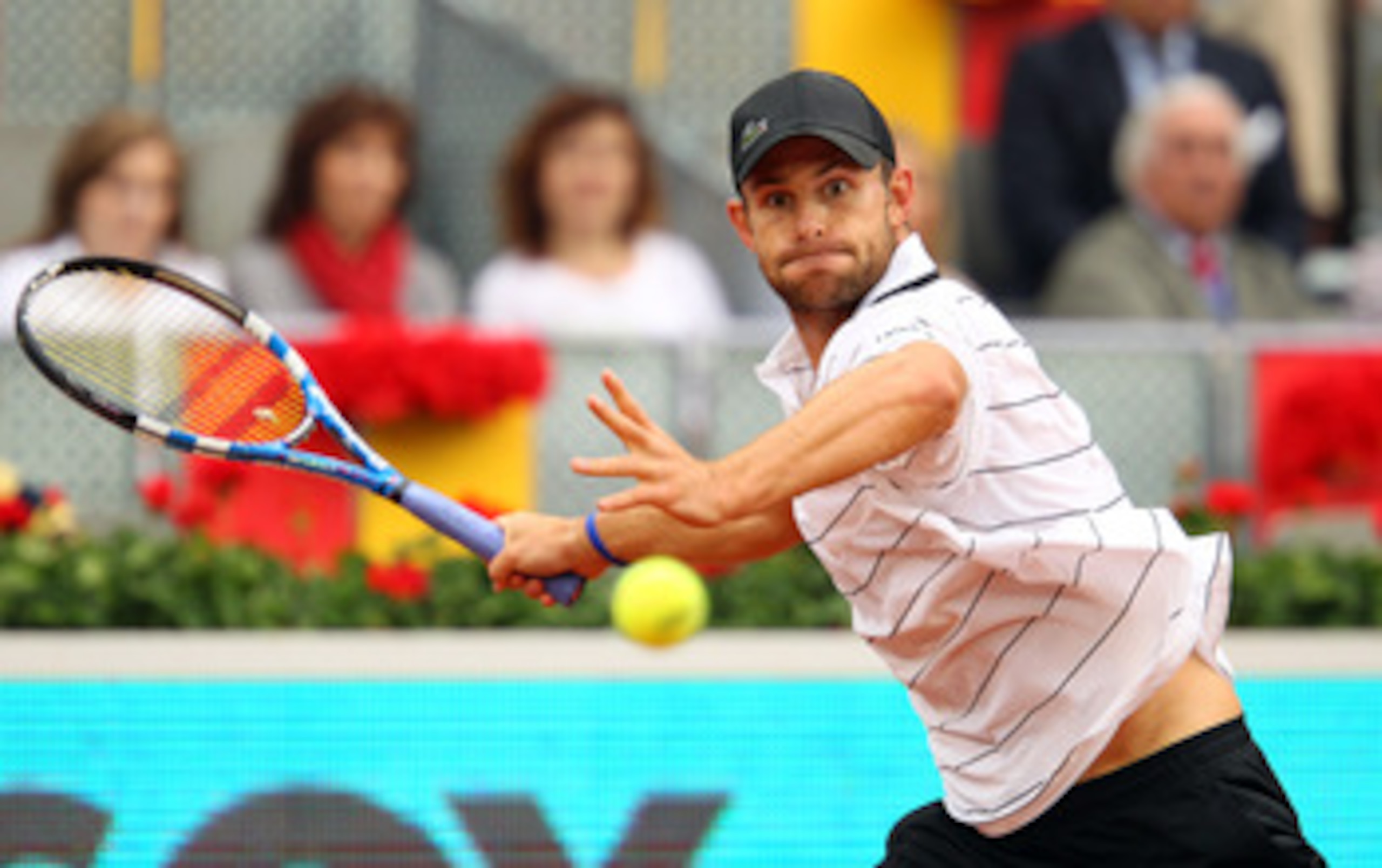 MADRID, SPAIN - MAY 02:  Andy Roddick of USA in action in his match against Flavio Cipolla of Italy during day three of the Mutua Madrilena Madrid Open Tennis on May 2, 2011 in Madrid, Spain.  (Photo by Julian Finney/Getty Images)