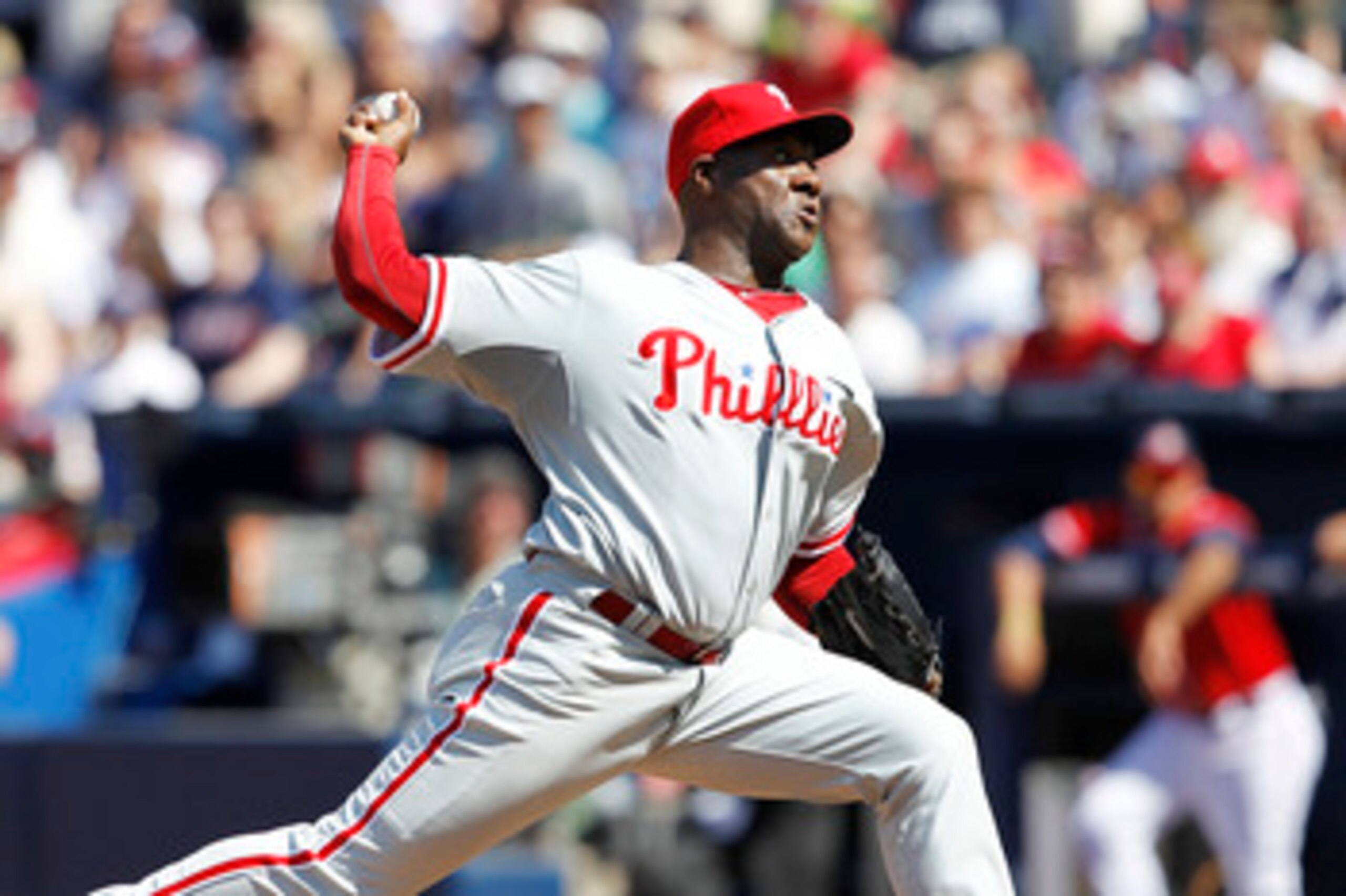 ATLANTA, GA - APRIL 10: Jose Contreras #52 of the Philadelphia Phillies pitches against the Atlanta Braves at Turner Field on April 10, 2011 in Atlanta, Georgia. The Phillies won 3-0. (Photo by Joe Robbins/Getty Images)