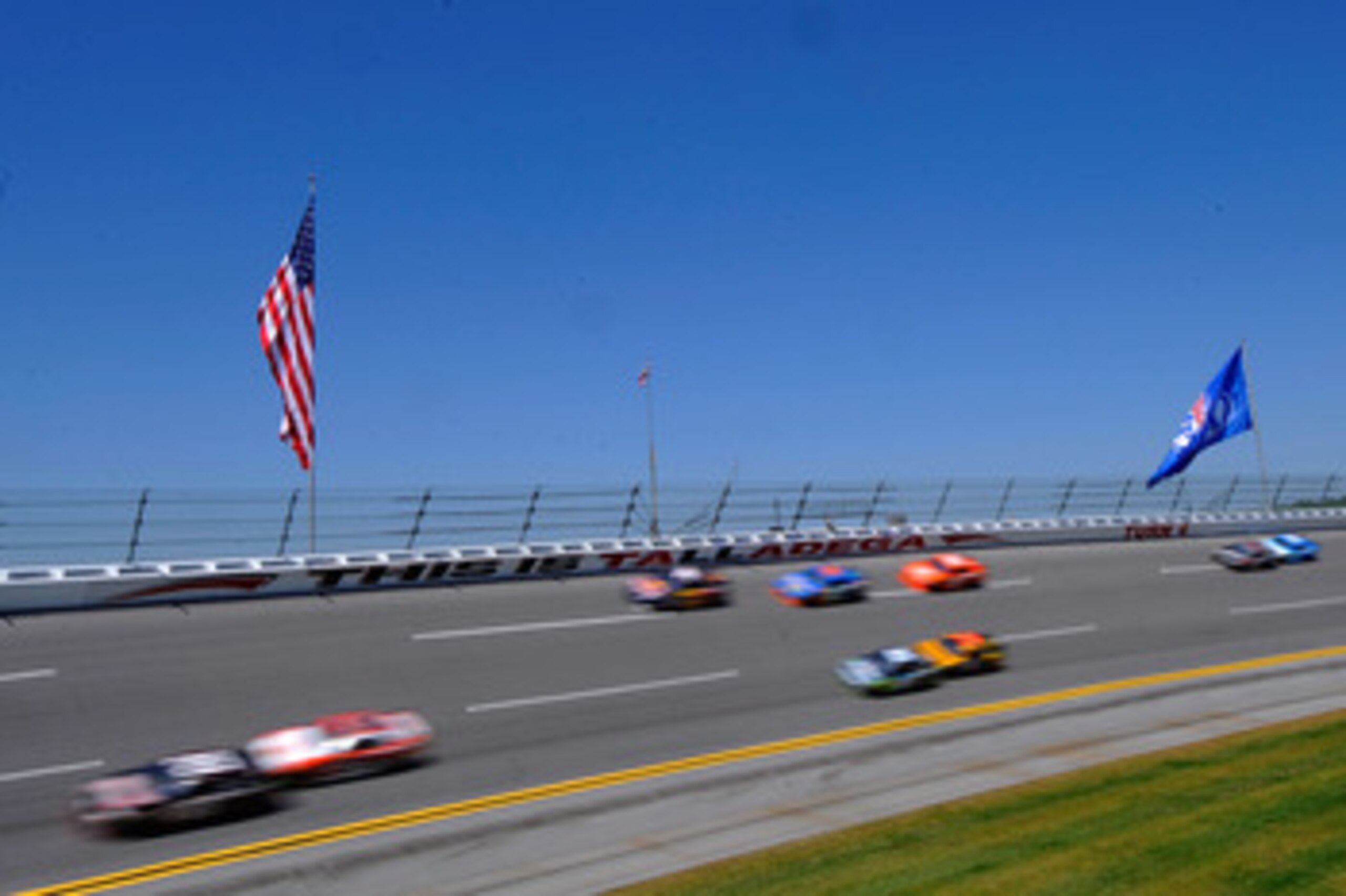 TALLADEGA, AL - APRIL 17: A general view of cars on the track during the NASCAR Sprint Cup Series Aaron's 499 at Talladega Superspeedway on April 17, 2011 in Talladega, Alabama.  (Photo by John Harrelson/Getty Images for NASCAR)