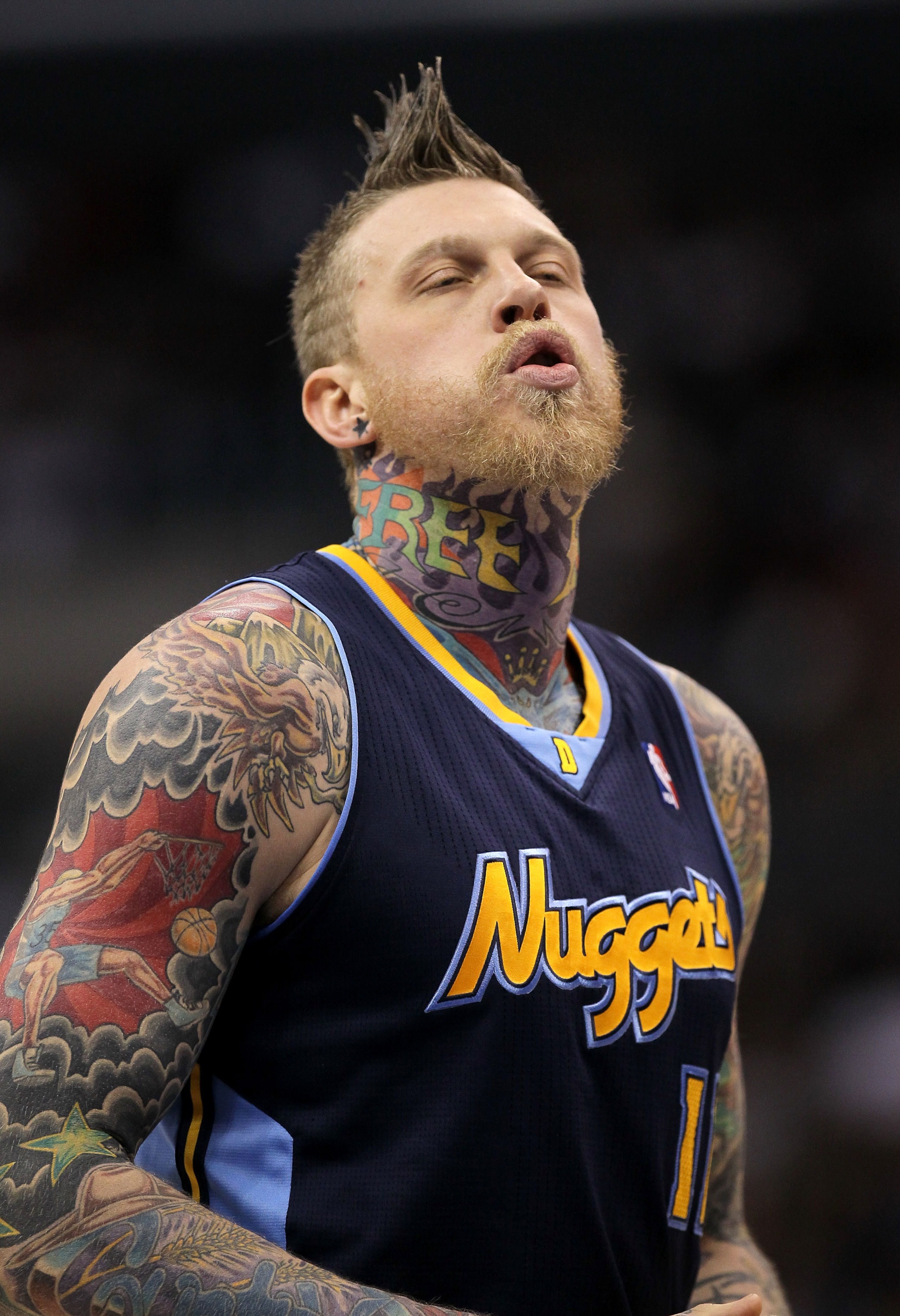 LOS ANGELES, CA - MARCH 05:  Chris Andersen #11 of the Denver Nuggets prepares to shot a free throw against the Los Angeles Clippers at Staples Center on March 5, 2011 in Los Angeles, California. The Clippers won 100-94. NOTE TO USER: User expressly ackno