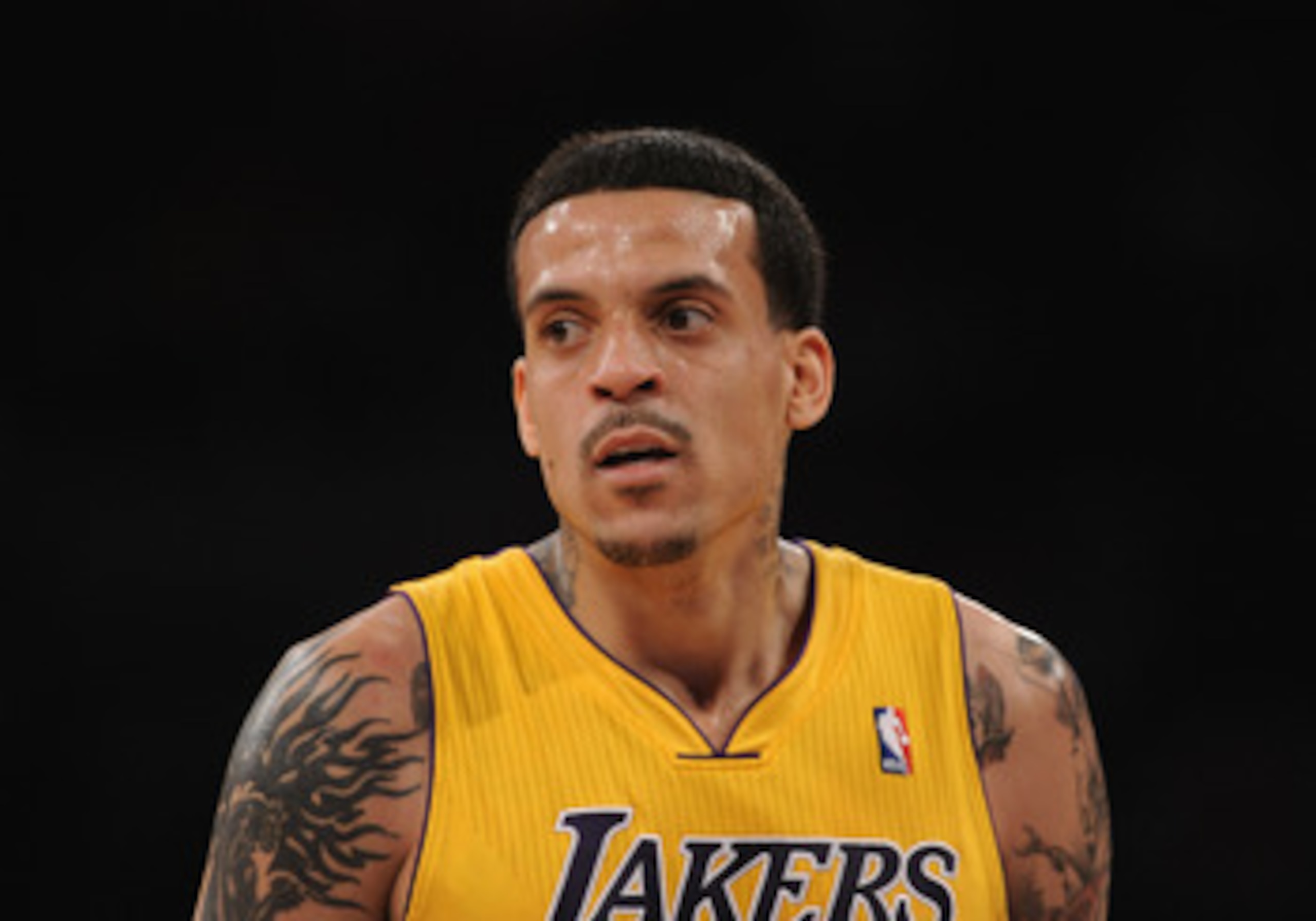 LOS ANGELES, CA - MARCH 31:  Matt Barnes #9 of the Los Angeles Lakers looks to his bench during the game against the Dallas Mavericks at Staples Center on March 31, 2011 in Los Angeles, California.  NOTE TO USER: User expressly acknowledges and agrees tha
