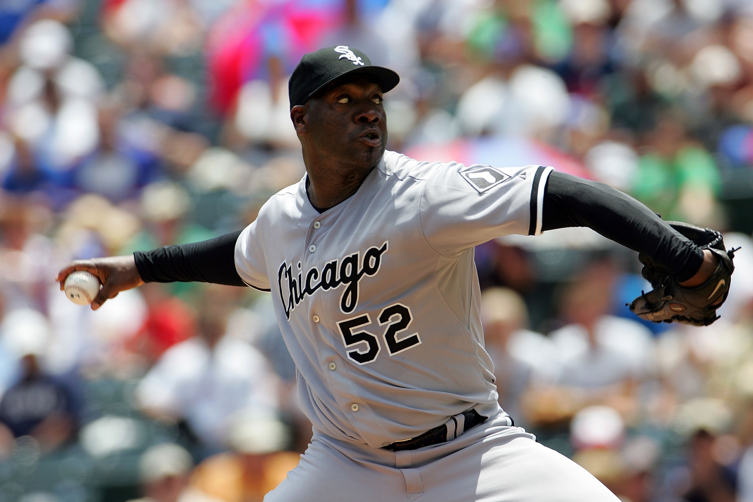 ARLINGTON, TX - JULY 13: Pitcher Jose Contreras #52 of the Chicago White Sox throws against the Texas Rangers in the first inning on July 13, 2008 at Rangers Ballpark in Arlington, Texas. (Photo by Ronald Martinez/Getty Images) ARLINGTON, TX - JULY 13: Pitcher Jose Contreras #52 of the Chicago White Sox throws against the Texas Rangers in the first inning on July 13, 2008 at Rangers Ballpark in Arlington, Texas. (Photo by Ronald Martinez/Getty Images)
