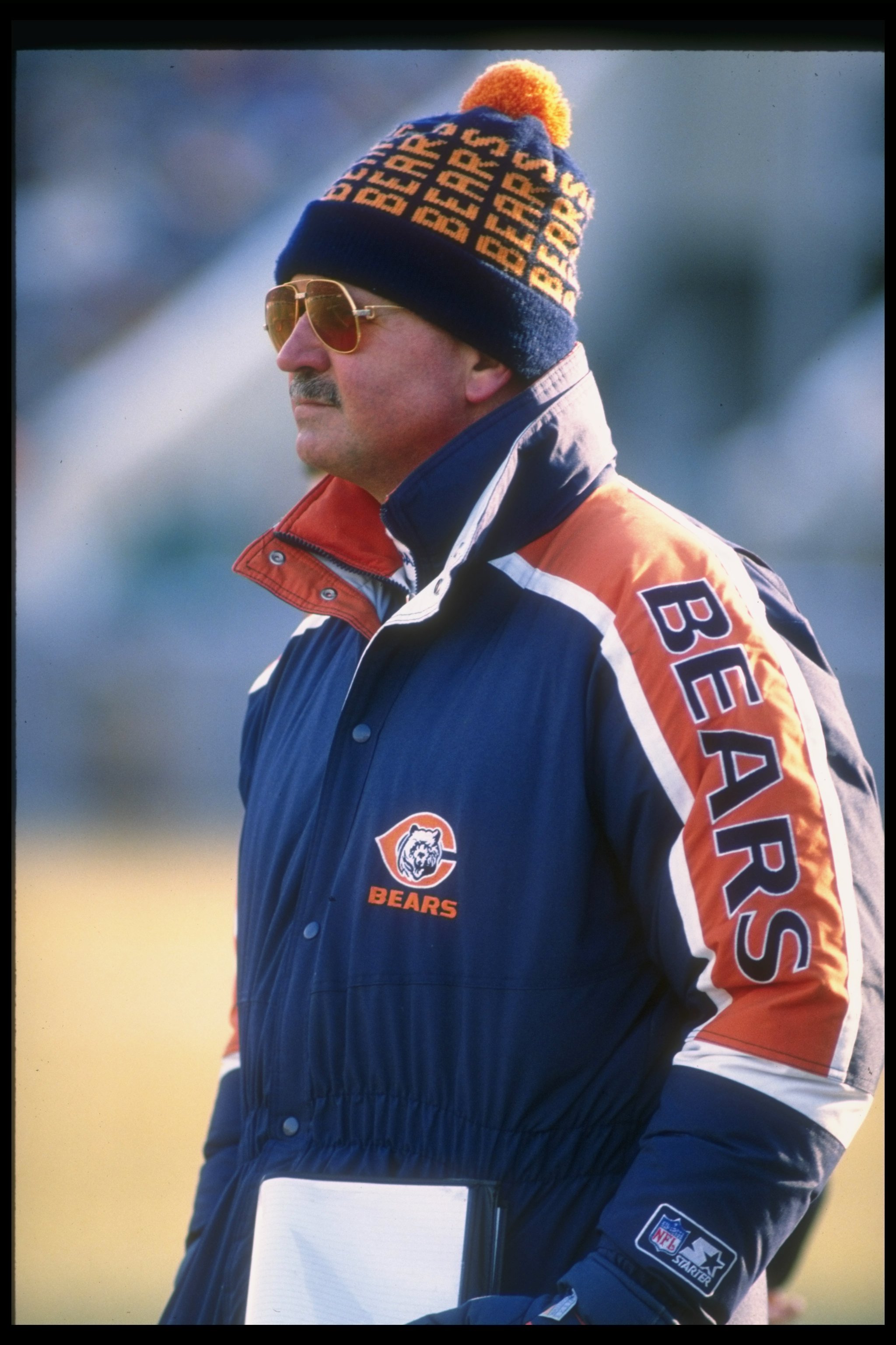 17 Dec 1989:  Chicago Bears head coach Mike Ditka looks on during a game against the Green Bay Packers at Soldier Field in Chicago, Illinois.  The Packers won the game, 40-28. Mandatory Credit: Jonathan Daniel  /Allsport