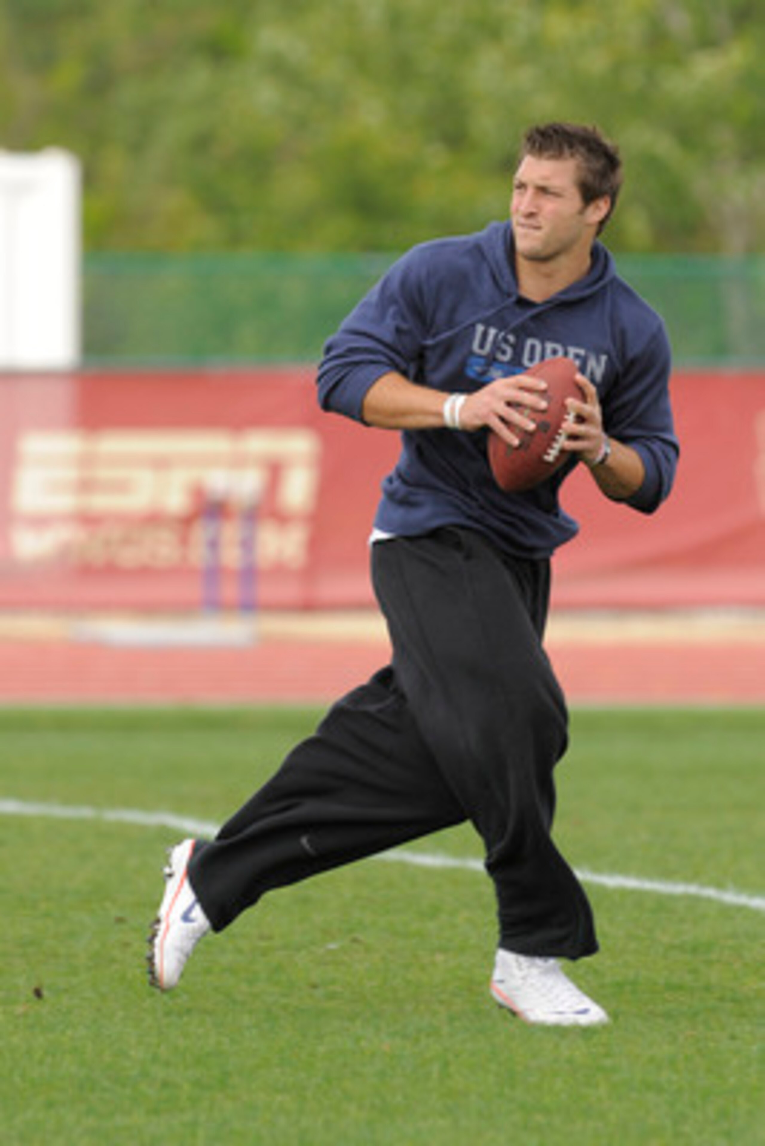 LAKE BUENA VISTA, FL - MARCH 05: In this handout photo provided by Disney Parks,  Denver Broncos quarterback Tim Tebow attends 'ESPN The Weekend' on March 05, 2011 at Disney's Hollywood Studios Park at Walt Disney World Resort in Lake Buena Vista, Florida