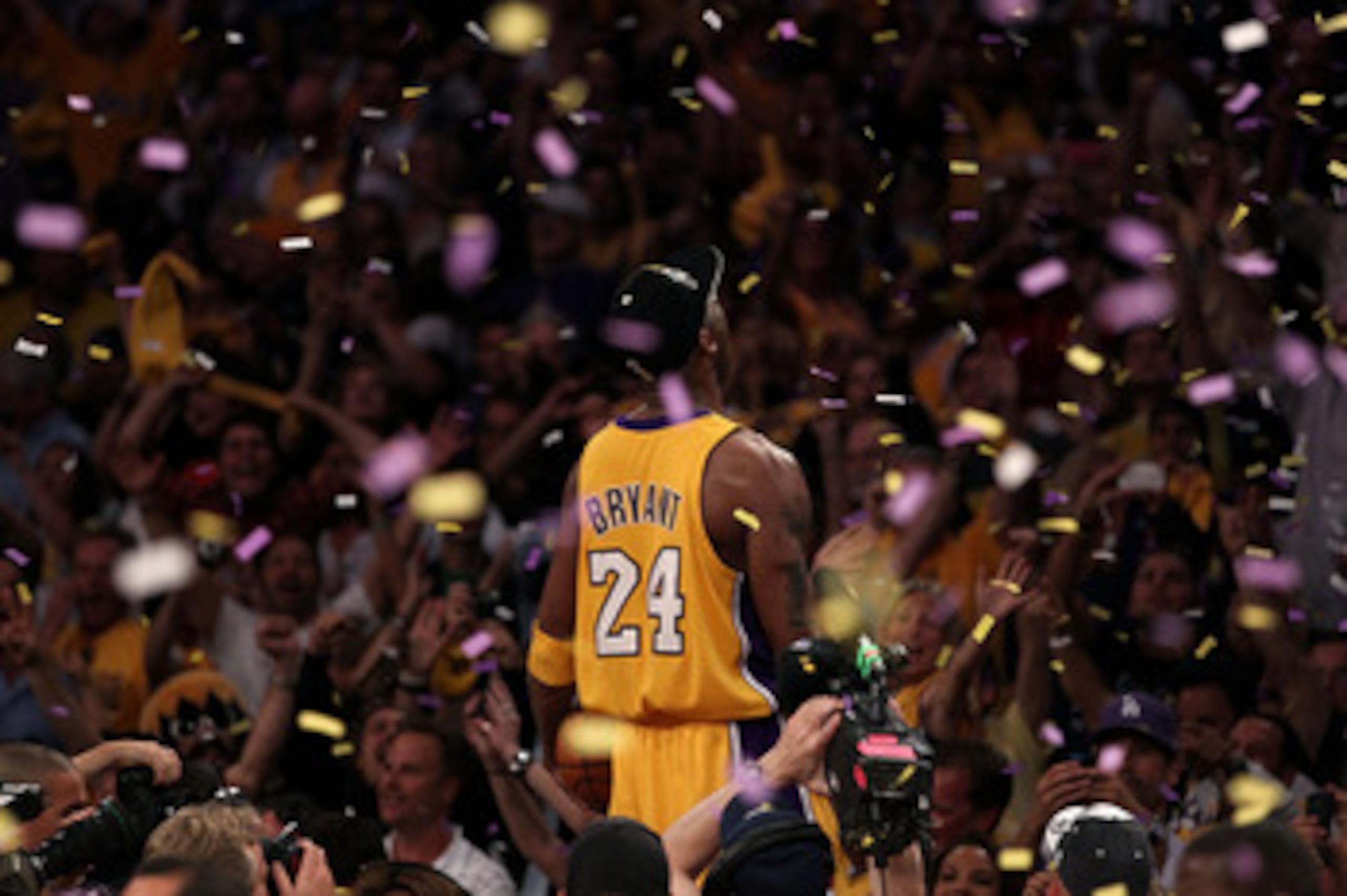 LOS ANGELES, CA - JUNE 17:  Kobe Bryant #24 of the Los Angeles Lakers celebrates after the Lakers defeated the Boston Celtics in Game Seven of the 2010 NBA Finals at Staples Center on June 17, 2010 in Los Angeles, California.  NOTE TO USER: User expressly