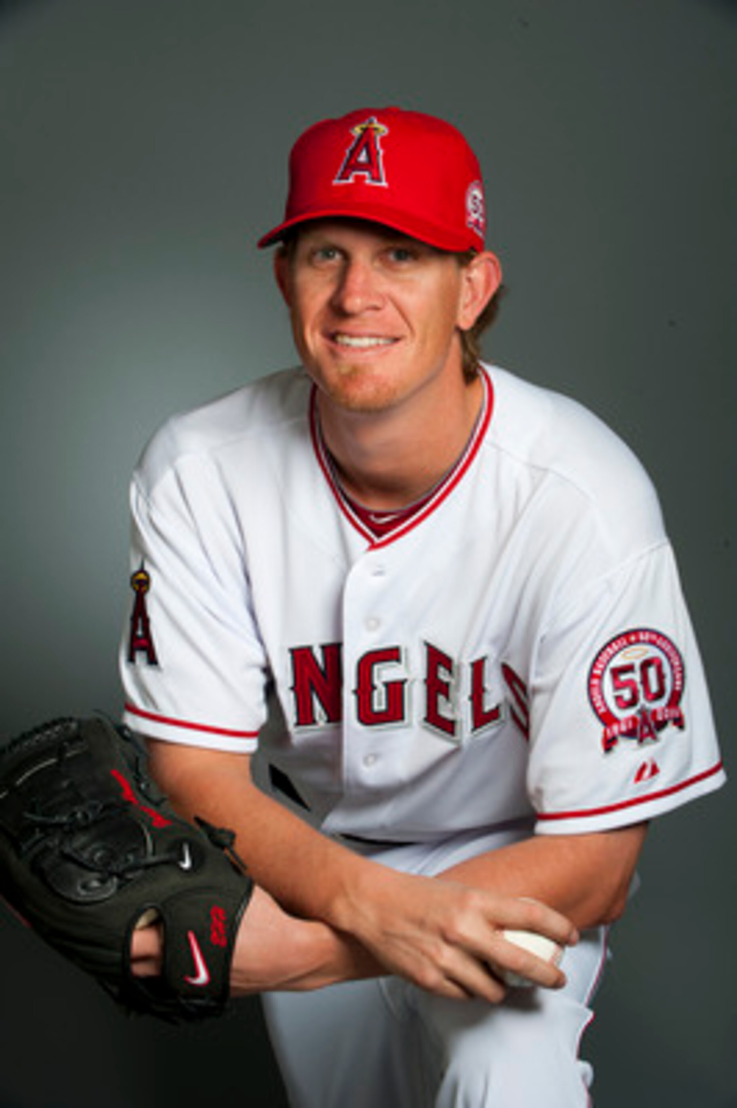 TEMPE, AZ - FEBRUARY 21: Jered Weaver #36 of the Los Angeles Angels of Anaheim poses during their photo day at Tempe Diablo Stadium on February 21, 2011 in Tempe, Arizona.  (Photo by Rob Tringali/Getty Images)