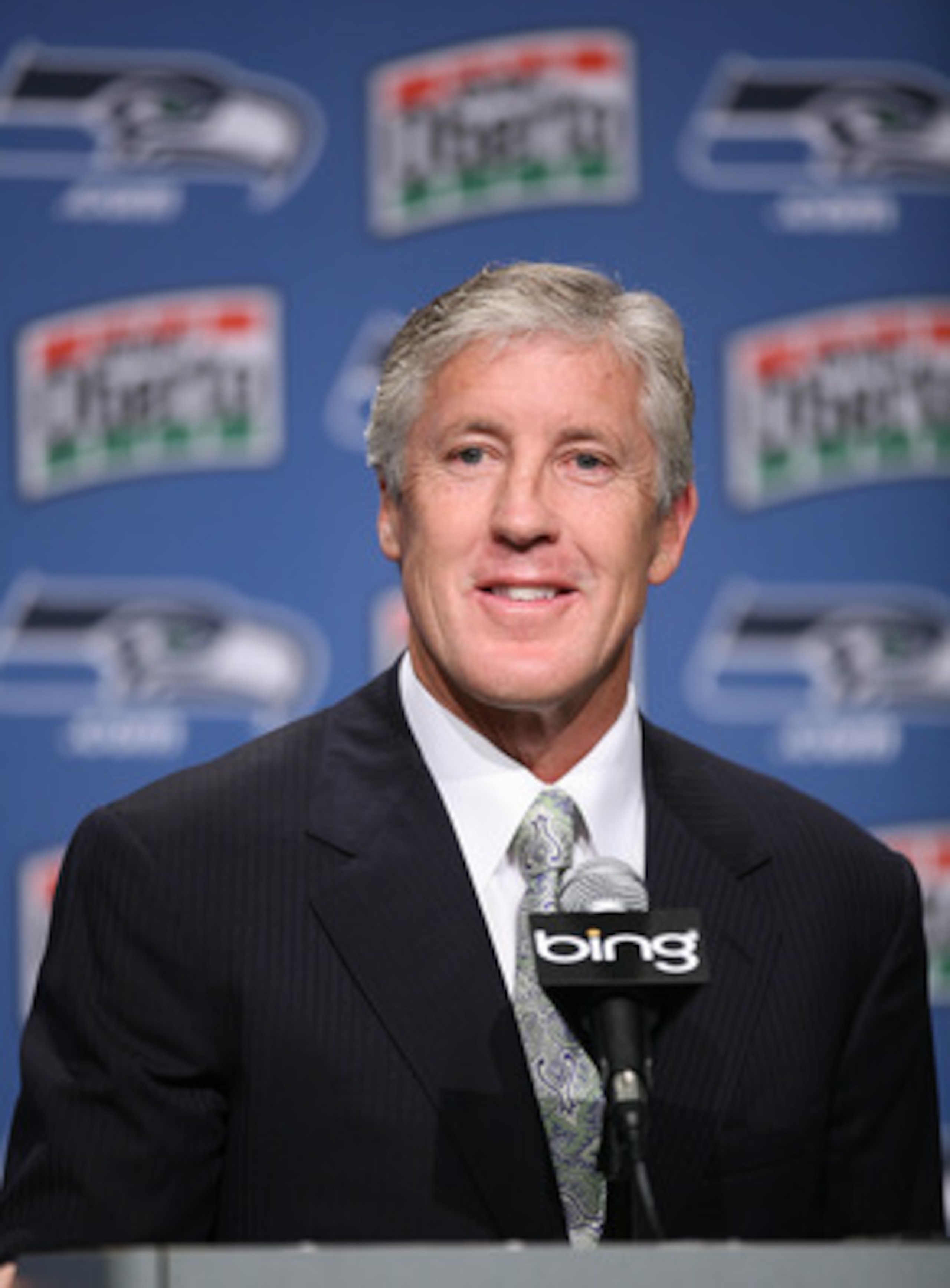 RENTON, WA - JANUARY 12:  Pete Carroll answers questions at a press conference announcing his hiring as the new head coach of the Seattle Seahawks on January 12, 2010 at the Seahawks training facility in Renton, Washington. (Photo by Otto Greule Jr/Getty
