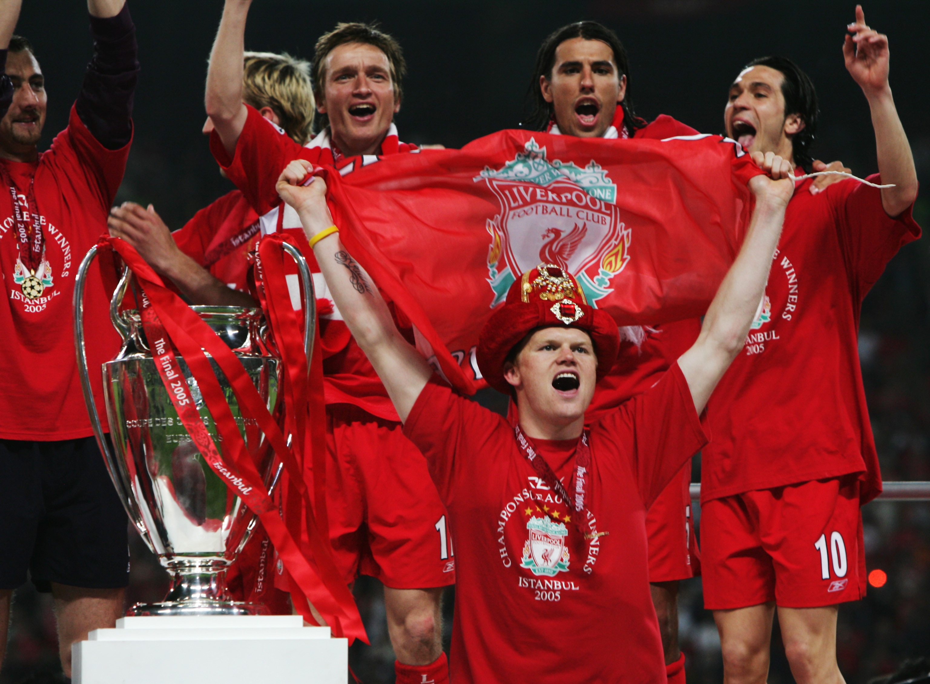 ISTANBUL, TURKEY - MAY 25: John Arne Riise of Liverpool celebrates victory following the European Champions League final between Liverpool and AC Milan on May 25, 2005 at the Ataturk Olympic Stadium in Istanbul, Turkey. (Photo by Clive Brunskill/Getty ISTANBUL, TURKEY - MAY 25: John Arne Riise of Liverpool celebrates victory following the European Champions League final between Liverpool and AC Milan on May 25, 2005 at the Ataturk Olympic Stadium in Istanbul, Turkey. (Photo by Clive Brunskill/Getty