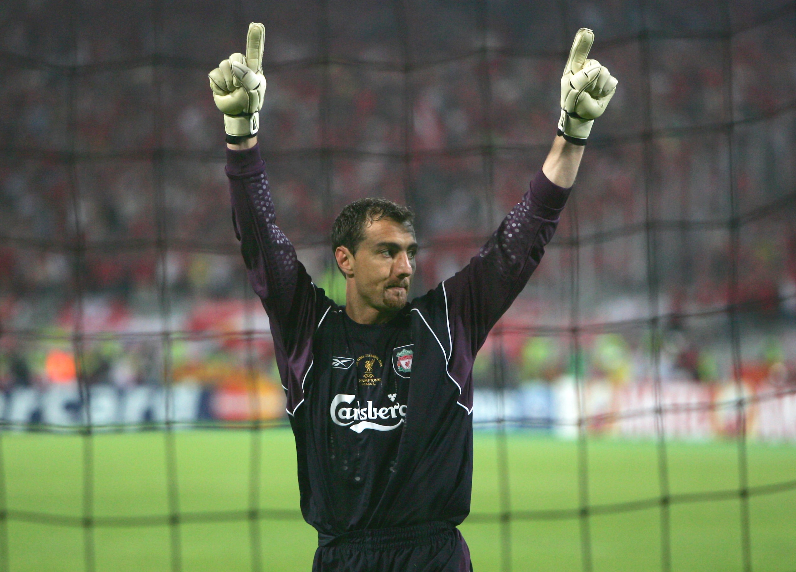 ISTANBUL, TURKEY - MAY 25: Jerzy Dudek of Liverpool celebrates in the shoot out during the European Champions League final between Liverpool and AC Milan on May 25, 2005 at the Ataturk Olympic Stadium in Istanbul, Turkey. (Photo by Alex Livesey/Getty I ISTANBUL, TURKEY - MAY 25: Jerzy Dudek of Liverpool celebrates in the shoot out during the European Champions League final between Liverpool and AC Milan on May 25, 2005 at the Ataturk Olympic Stadium in Istanbul, Turkey. (Photo by Alex Livesey/Getty I