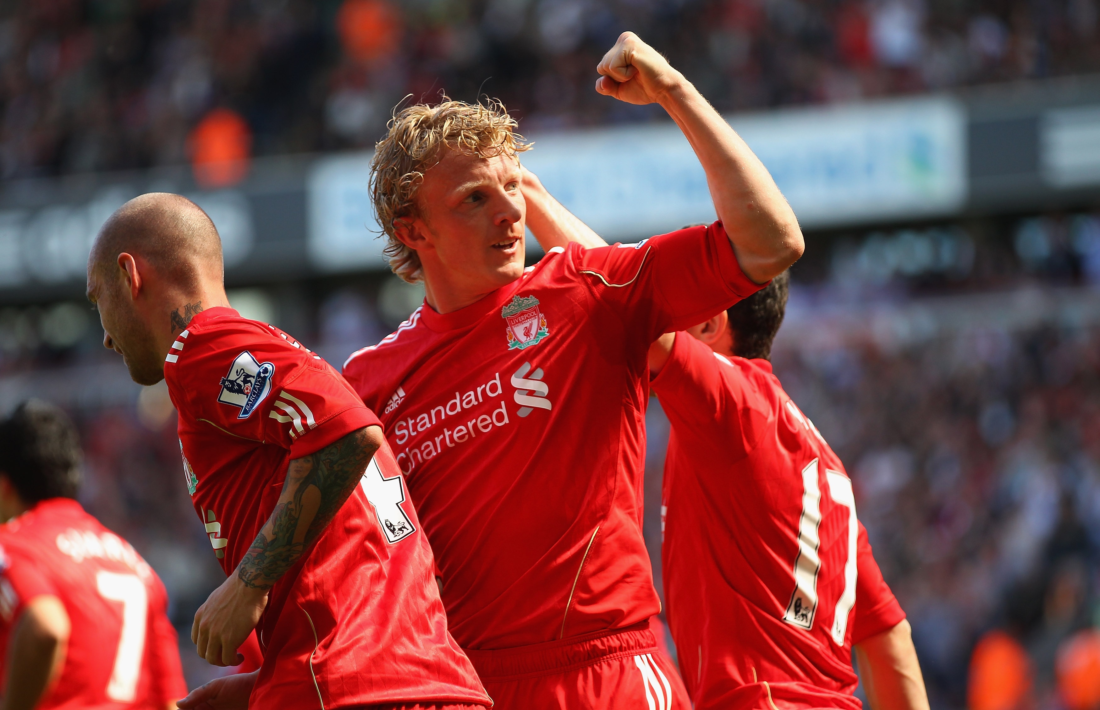 LIVERPOOL, ENGLAND - MAY 01: Dirk Kuyt of Liverpool celebrates with team mates after scoring the second goal from the penalty spot during the Barclays Premier League match between Liverpool and Newcastle United at Anfield on May 1, 2011 in Liverpool, En LIVERPOOL, ENGLAND - MAY 01: Dirk Kuyt of Liverpool celebrates with team mates after scoring the second goal from the penalty spot during the Barclays Premier League match between Liverpool and Newcastle United at Anfield on May 1, 2011 in Liverpool, En