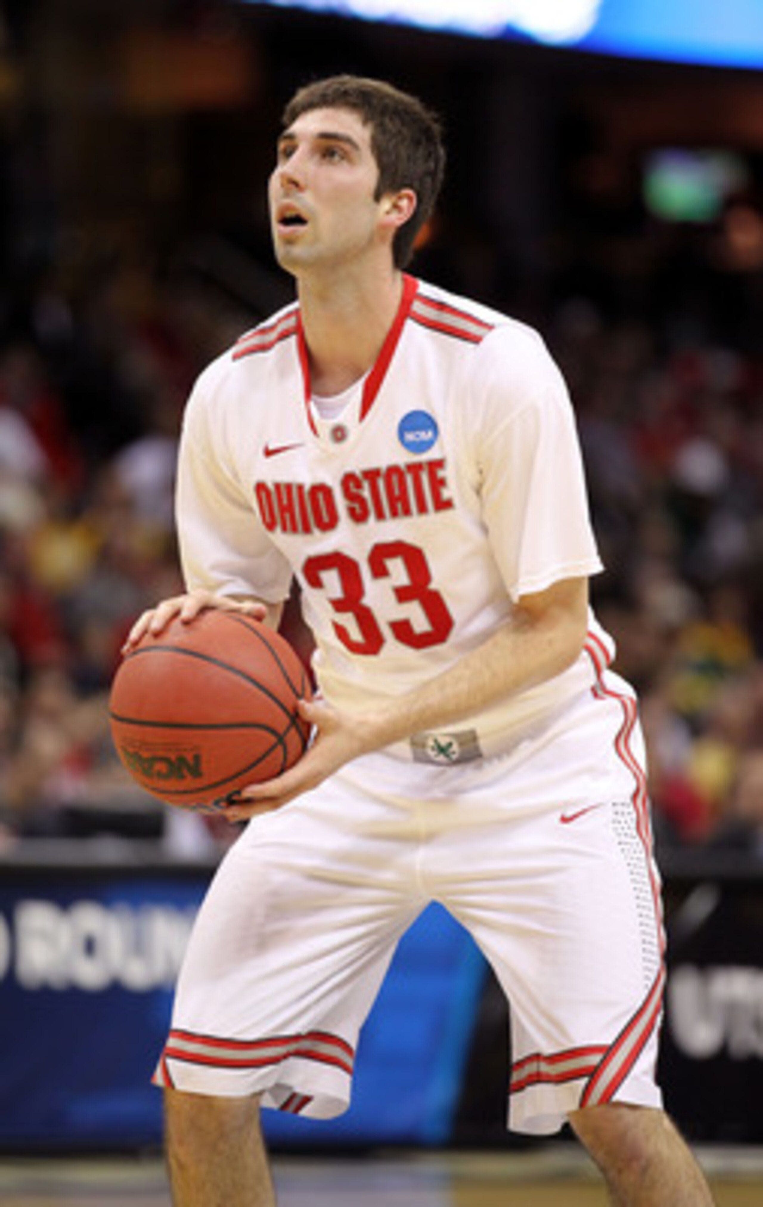 CLEVELAND, OH - MARCH 18: Jon Diebler #33 of the Ohio State Buckeyes shoots a free throw against the Texas-San Antonio Roadrunners during the second round of the 2011 NCAA men's basketball tournament at Quicken Loans Arena on March 18, 2011 in Cleveland, 