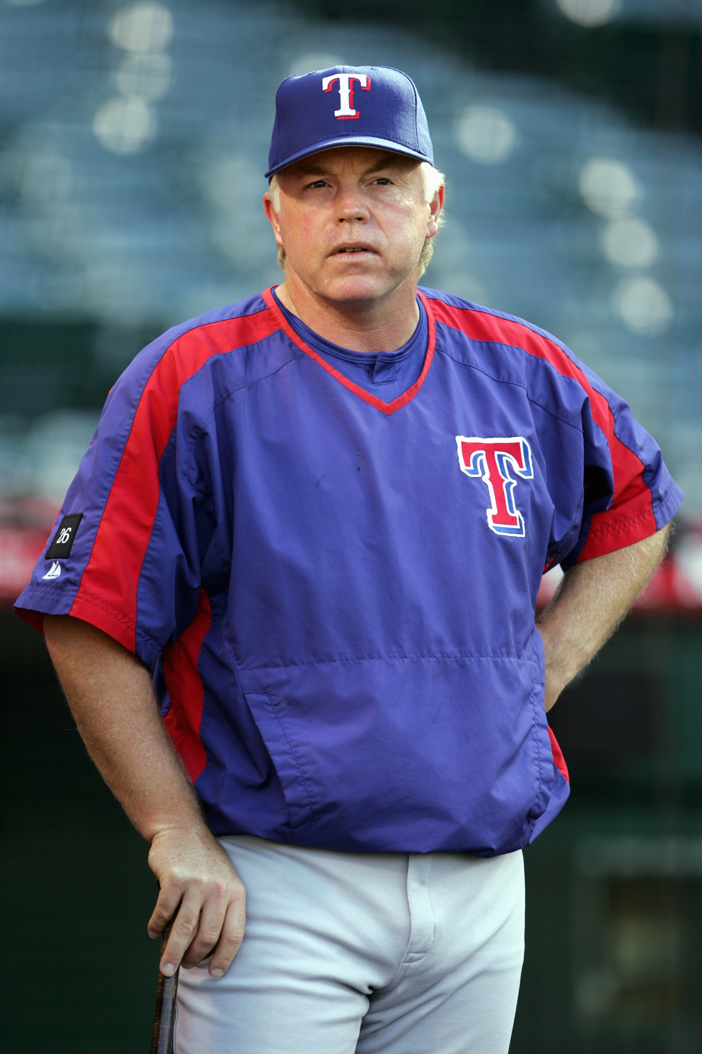 ANAHEIM, CA - JUNE 20:  Buck Showalter #11 of the Texas Rangers looks on during batting practice before the game against the Los Angeles Angels of Anaheim at Angel Stadium on June 20, 2005 in Anaheim, California.  The Angels defeated the Rangers 5-1.  (Ph