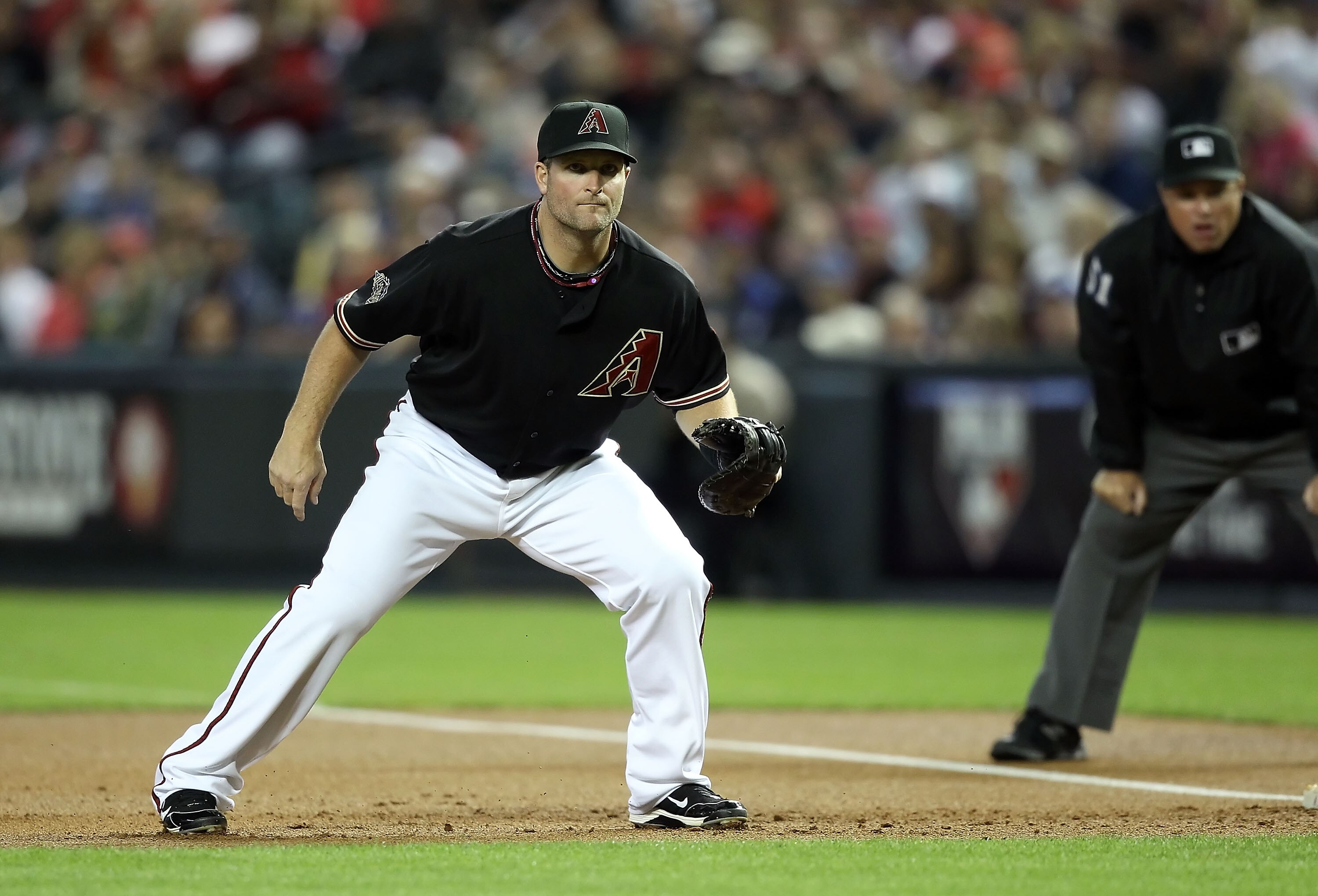 PHOENIX, AZ - APRIL 09:  Infielder Russell Branyan #33 of the Arizona Diamondbacks in action during the Major League Baseball game against the Cincinnati Reds at Chase Field on April 9, 2011 in Phoenix, Arizona. The Reds defeated the Diamondbacks 6-1.  (P