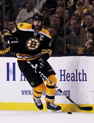 BOSTON, MA - MAY 23:  Zdeno Chara #33 of the Boston Bruins controls the puck in Game Five of the Eastern Conference Finals against the Tampa Bay Lightning during the 2011 NHL Stanley Cup Playoffs at TD Garden on May 23, 2011 in Boston, Massachusetts.  (Ph