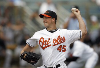 FT. LAUDERDALE, FL - MARCH 2: Pitcher Erik Bedard #45 of the Baltimore Orioles delivers the pitch against the Florida Marlins at Ft. Lauderdale Stadium during spring training March 2, 2007 in Ft. Lauderdale, Florida. (Photo by Marc Serota/Getty Images)