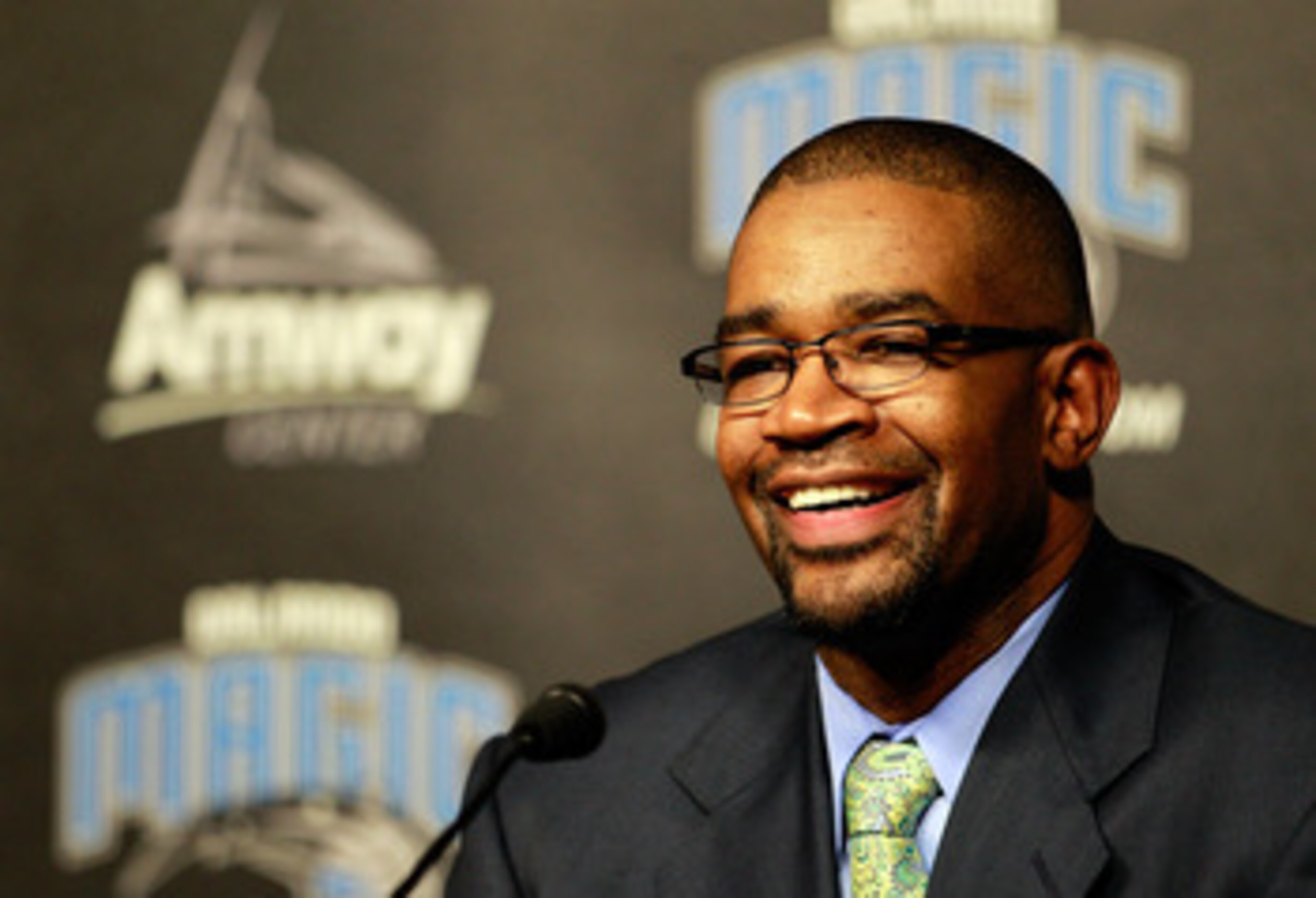 ORLANDO, FL - DECEMBER 18:  Orlando Magic General Manager Otis Smith speaks to the media regarding the aquisition of Gilbert Arenas from the Washington Wizards, Jason Richardson, Hedo Turkoglu, and Earl Clark from the Phoenix Suns at Amway Arena on Decemb