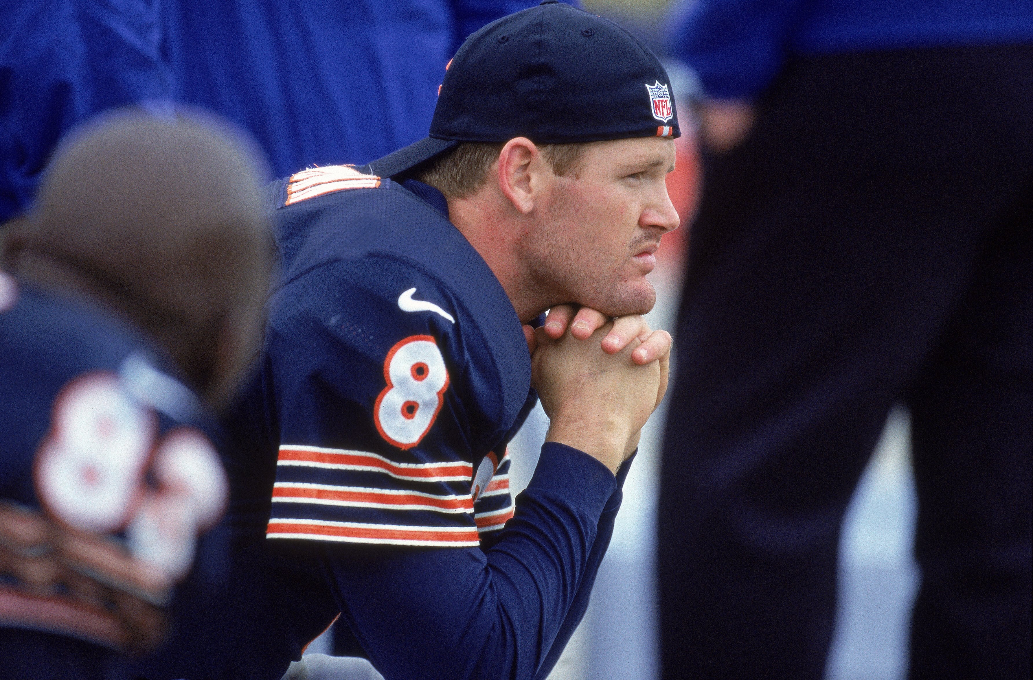 24 Sep 2000:  Quarterback Cade McNown #8 of the Chicago Bears looks on during the game against the Detriot Lions at Soldier Field in Chicago, Illinois. The Lions defeated the Bears 21-14.Mandatory Credit: Jonathan Daniel/Allsport