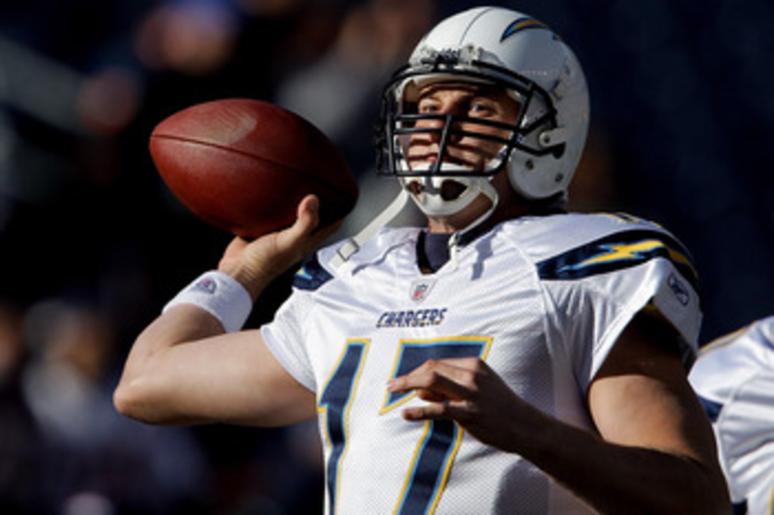 DENVER, CO - JANUARY 2:  Quarterback Philip Rivers #17 of the San Diego Chargers warms up before a game against the Denver Broncos at INVESCO Field at Mile High on January 2, 2011 in Denver, Colorado. (Photo by Justin Edmonds/Getty Images)