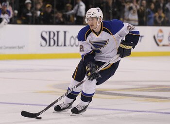 BOSTON - NOVEMBER 06: Brad Boyes #22 of the St. Louis Blues skates towards the net during the overtime shootout against the Boston Bruins on November 6, 2010 at the TD Garden in Boston, Massachusetts. Boyes scored the game winner and the Blues defeated t BOSTON - NOVEMBER 06: Brad Boyes #22 of the St. Louis Blues skates towards the net during the overtime shootout against the Boston Bruins on November 6, 2010 at the TD Garden in Boston, Massachusetts. Boyes scored the game winner and the Blues defeated t