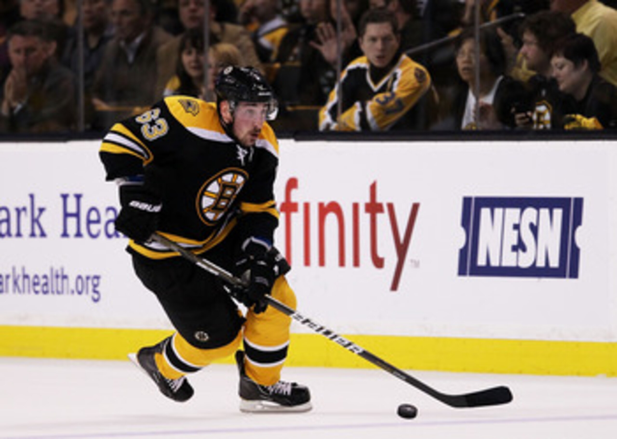 BOSTON, MA - MAY 23: Brad Marchand #63 of the Boston Bruins controls the puck in Game Five of the Eastern Conference Finals against the Tampa Bay Lightning during the 2011 NHL Stanley Cup Playoffs at TD Garden on May 23, 2011 in Boston, Massachusetts. ( BOSTON, MA - MAY 23: Brad Marchand #63 of the Boston Bruins controls the puck in Game Five of the Eastern Conference Finals against the Tampa Bay Lightning during the 2011 NHL Stanley Cup Playoffs at TD Garden on May 23, 2011 in Boston, Massachusetts. (