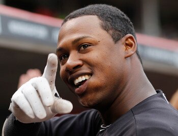 CINCINNATI, OH - MAY 1:  Hanley Ramirez #2 of the Florida Marlins acknowledges a fan after hitting a home run in the first inning against the Cincinnati Reds at Great American Ball Park on May 1, 2011 in Cincinnati, Ohio. The Marlins defeated the Reds 9-5