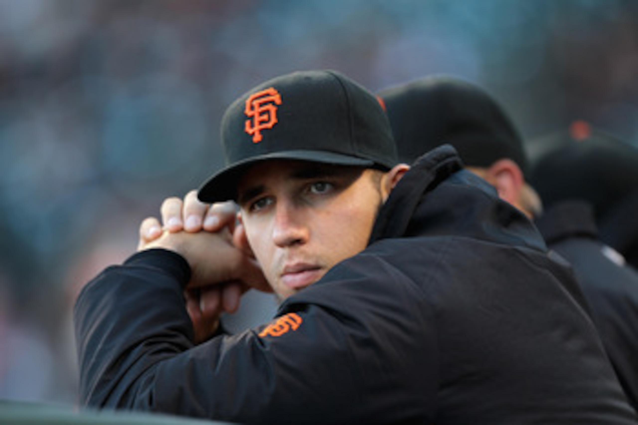 SAN FRANCISCO, CA - MAY 11:  Madison Bumgarner #40 of the San Francisco Giants stands in the dugout before their game against the Arizona Diamondbacks at AT&T Park on May 11, 2011 in San Francisco, California.  (Photo by Ezra Shaw/Getty Images)