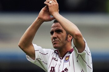 BIRMINGHAM - MAY 11:  Paulo Di Canio of West Ham United applauds the crowd after his team is relegated after the FA Barclaycard Premiership match between Birmingham City and West Ham United held on May 11, 2003 at St Andrews in Birmingham, England.  The m
