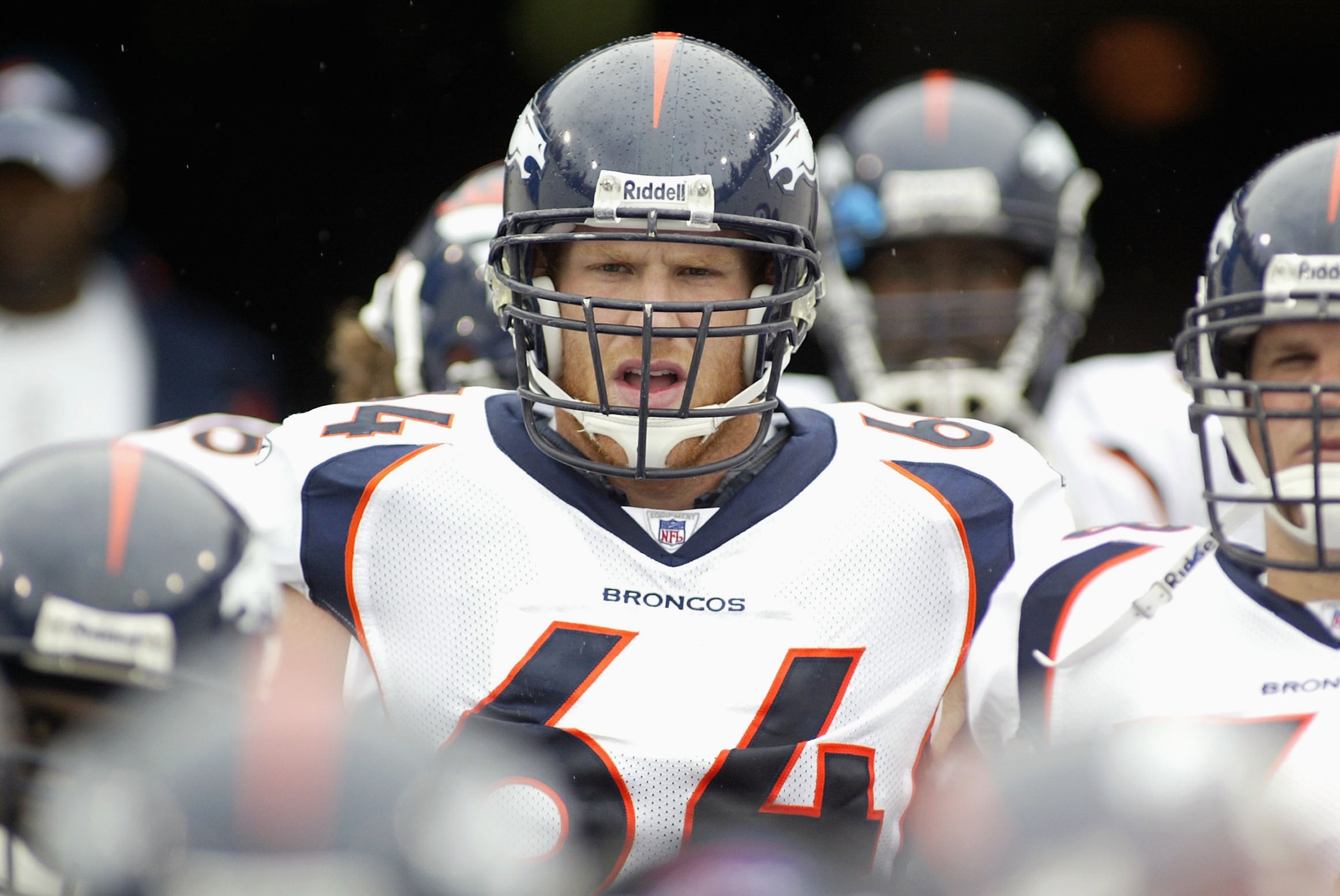 ORCHARD PARK, NY - SEPTEMBER 9:  Erik Pears #64 of the Denver Broncos walks on to the field before the start of the game against the Buffalo Bills on September 9, 2007 at Ralph Wilson Stadium in Orchard Park, New York.  The Broncos won 15-14.  (Photo by R