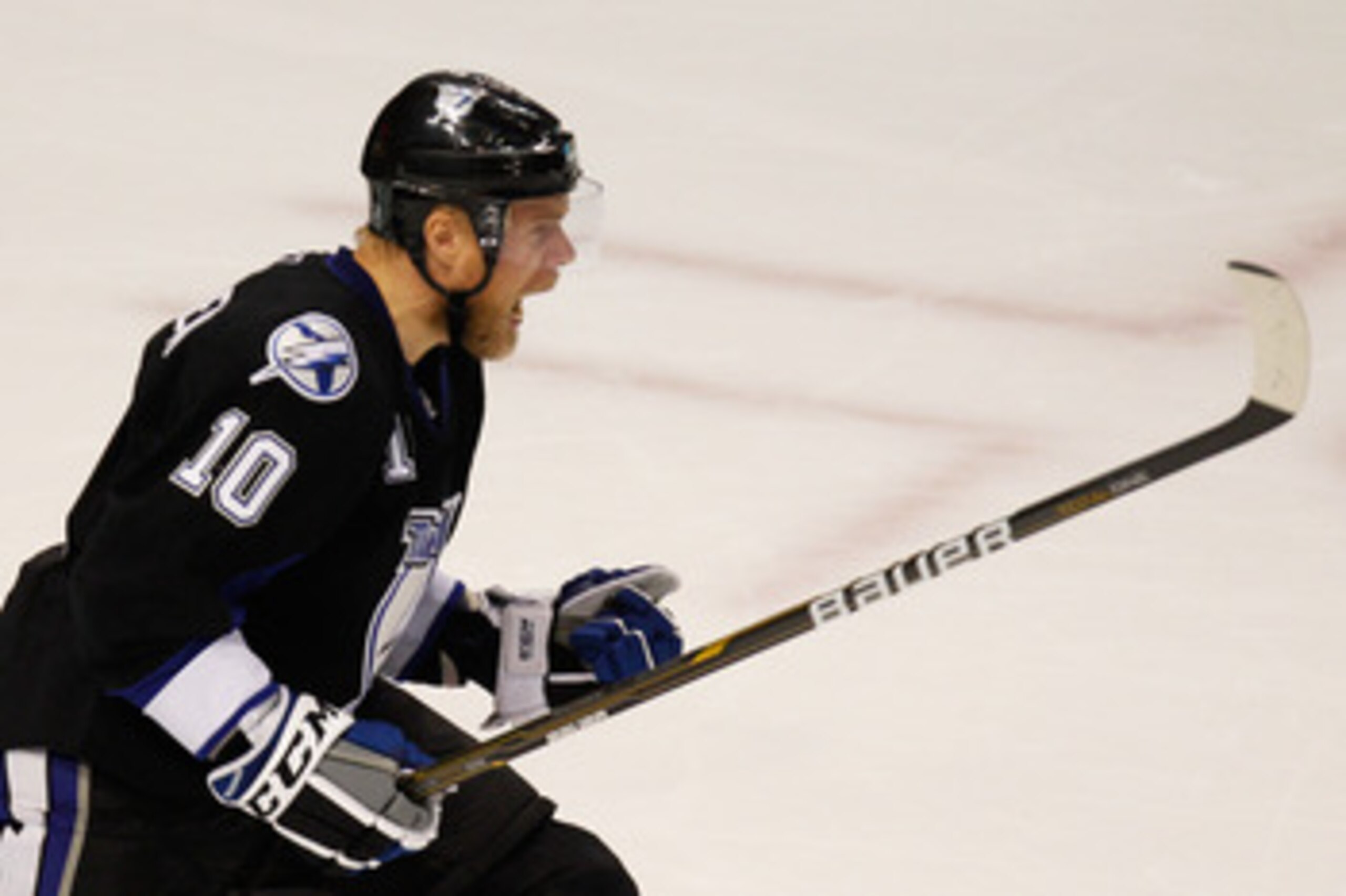 TAMPA, FL - MAY 21: Sean Bergenheim #10 of the Tampa Bay Lightning celebrates scoring a his second period goal against the Boston Bruins in Game Four of the Eastern Conference Finals during the 2011 NHL Stanley Cup Playoffs at St Pete Times Forum on May TAMPA, FL - MAY 21: Sean Bergenheim #10 of the Tampa Bay Lightning celebrates scoring a his second period goal against the Boston Bruins in Game Four of the Eastern Conference Finals during the 2011 NHL Stanley Cup Playoffs at St Pete Times Forum on May