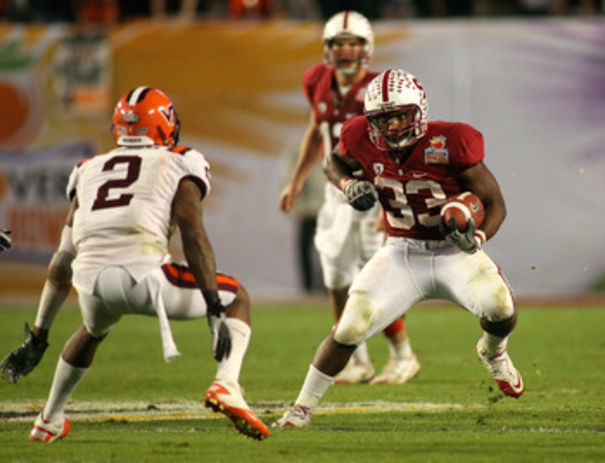 MIAMI, FL - JANUARY 03:  Stepfan Taylor #33 of the Stanford Cardinal runs the ball in the second half against the Virginia Tech Hokies during the 2011 Discover Orange Bowl at Sun Life Stadium on January 3, 2011 in Miami, Florida. Stanford won 40-12. (Phot