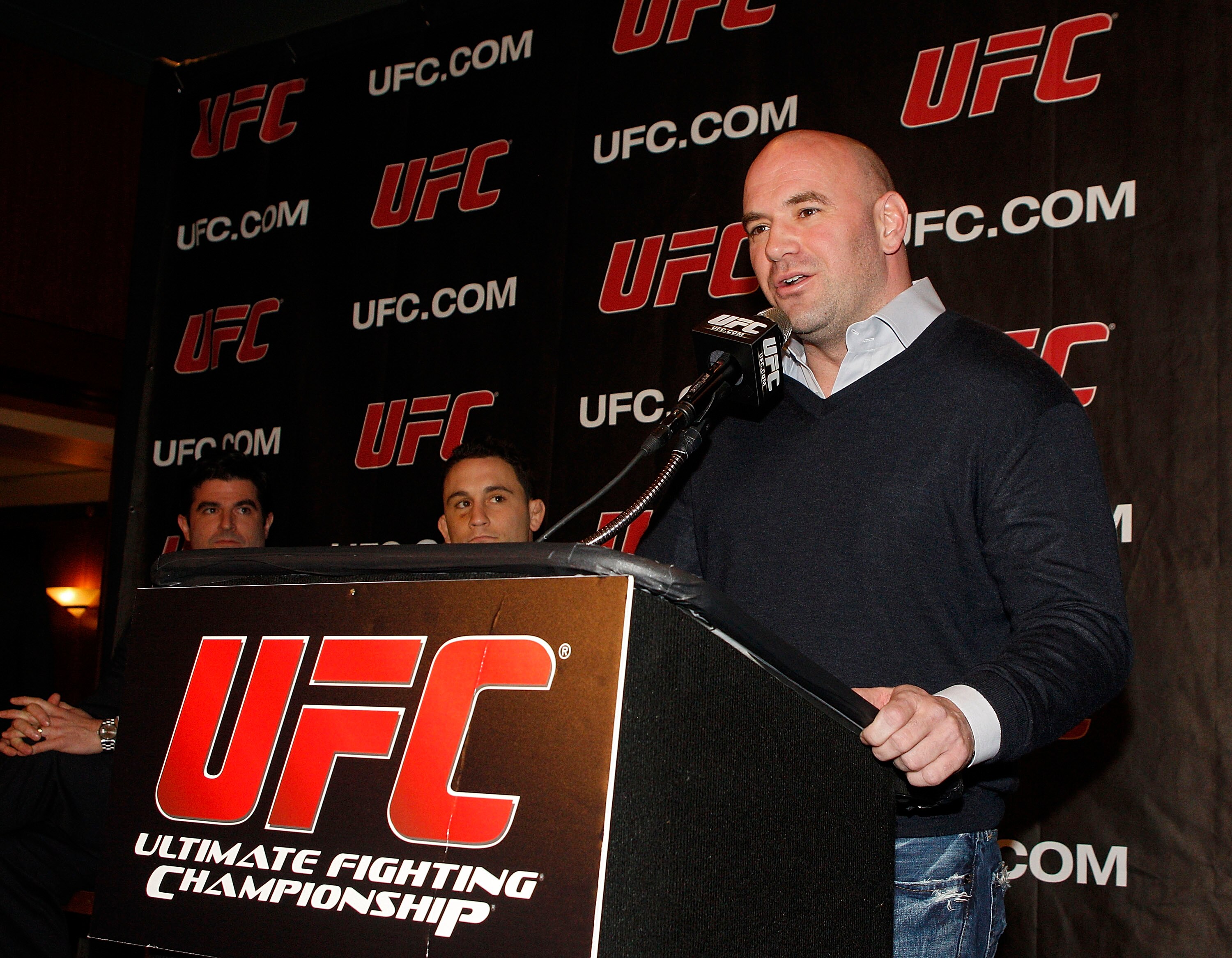 NEW YORK, NY - JANUARY 13:  Dana White, UFC President, speaks during a press conference to announce commitment to bring UFC to Madison Square Garden and New York State at Madison Square Garden on January 13, 2011 in New York City.  (Photo by Michael Cohen