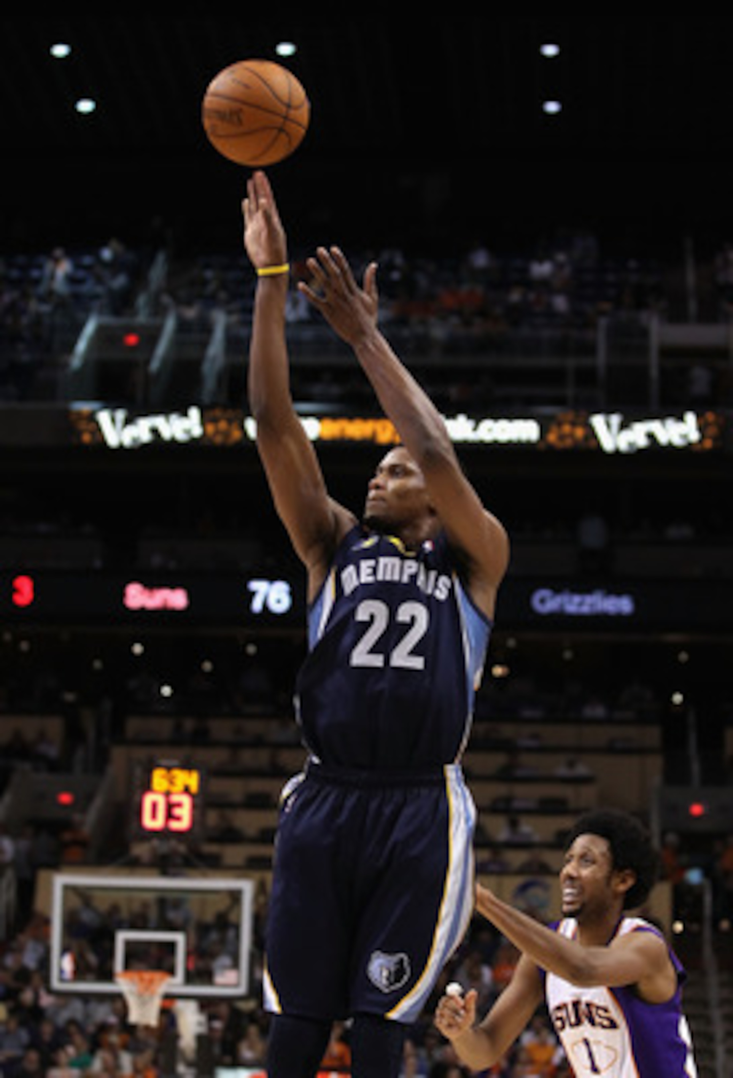PHOENIX - DECEMBER 08:  Rudy Gay #22 of the Memphis Grizzlies puts up a shot against the Phoenix Suns during the NBA game at US Airways Center on December 8, 2010 in Phoenix, Arizona. NOTE TO USER: User expressly acknowledges and agrees that, by downloadi