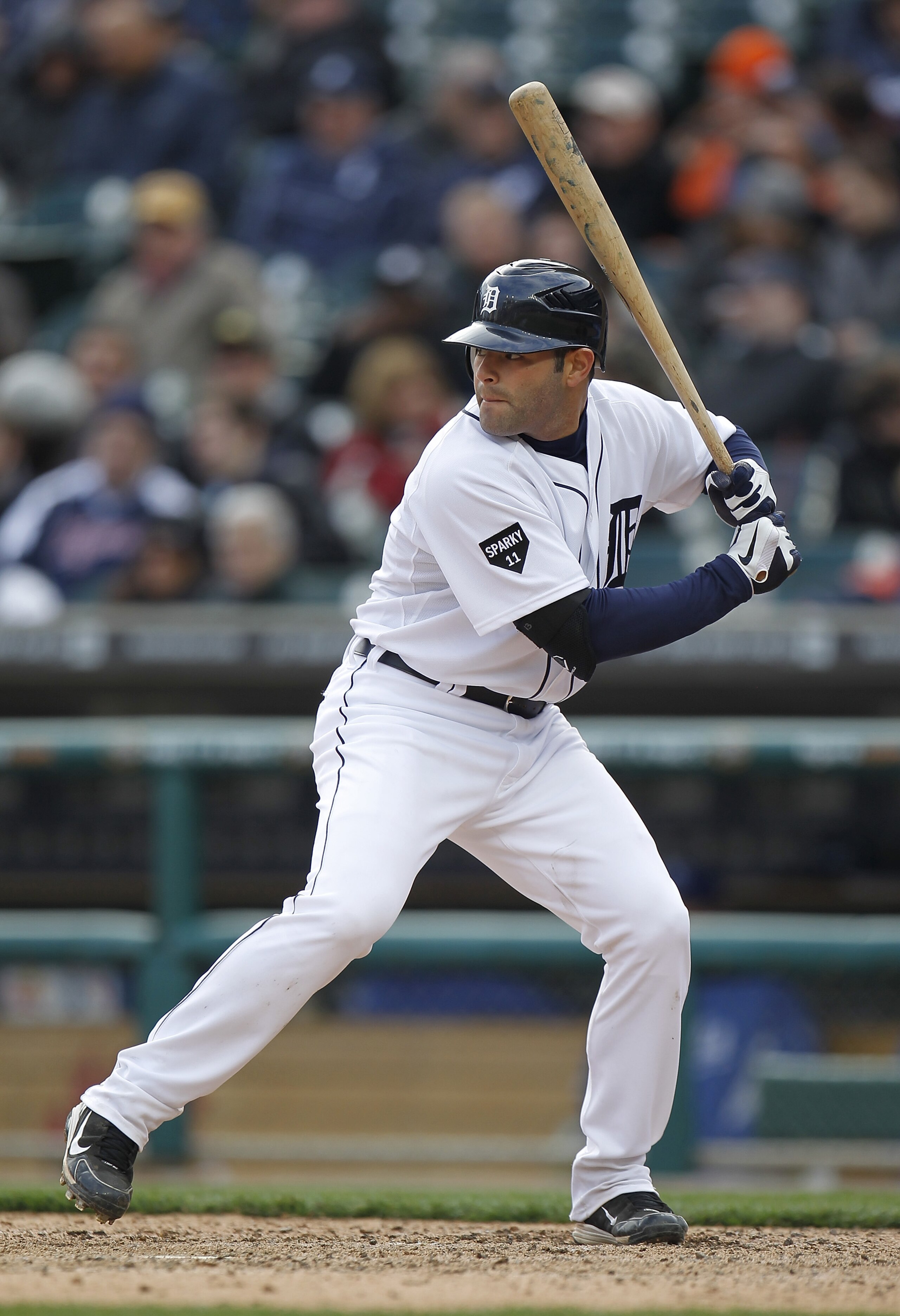 DETROIT, MI - APRIL 08:  Alex Avila #13 of the Detroit Tigers bats against the Kansas City Royals at Comerica Park on April 8, 2011 in Detroit, Michigan.  (Photo by Gregory Shamus/Getty Images)
