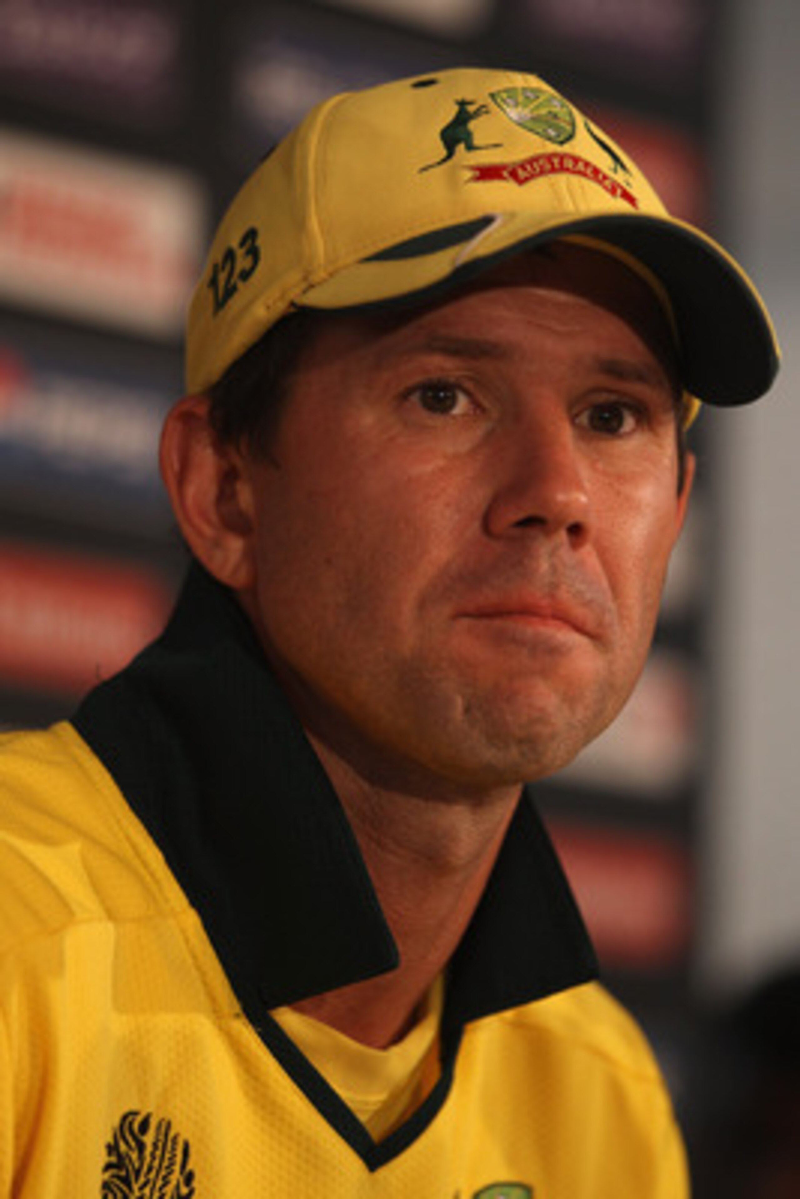 AHMEDABAD, INDIA - MARCH 24:  Ricky Ponting captain of Australia addresses the press after his sides five wicket defeat during the 2011 ICC World Cup Quarter-Final match between Australia and India at the Sardar Patel Stadium on March 24, 2011 in Ahmedaba