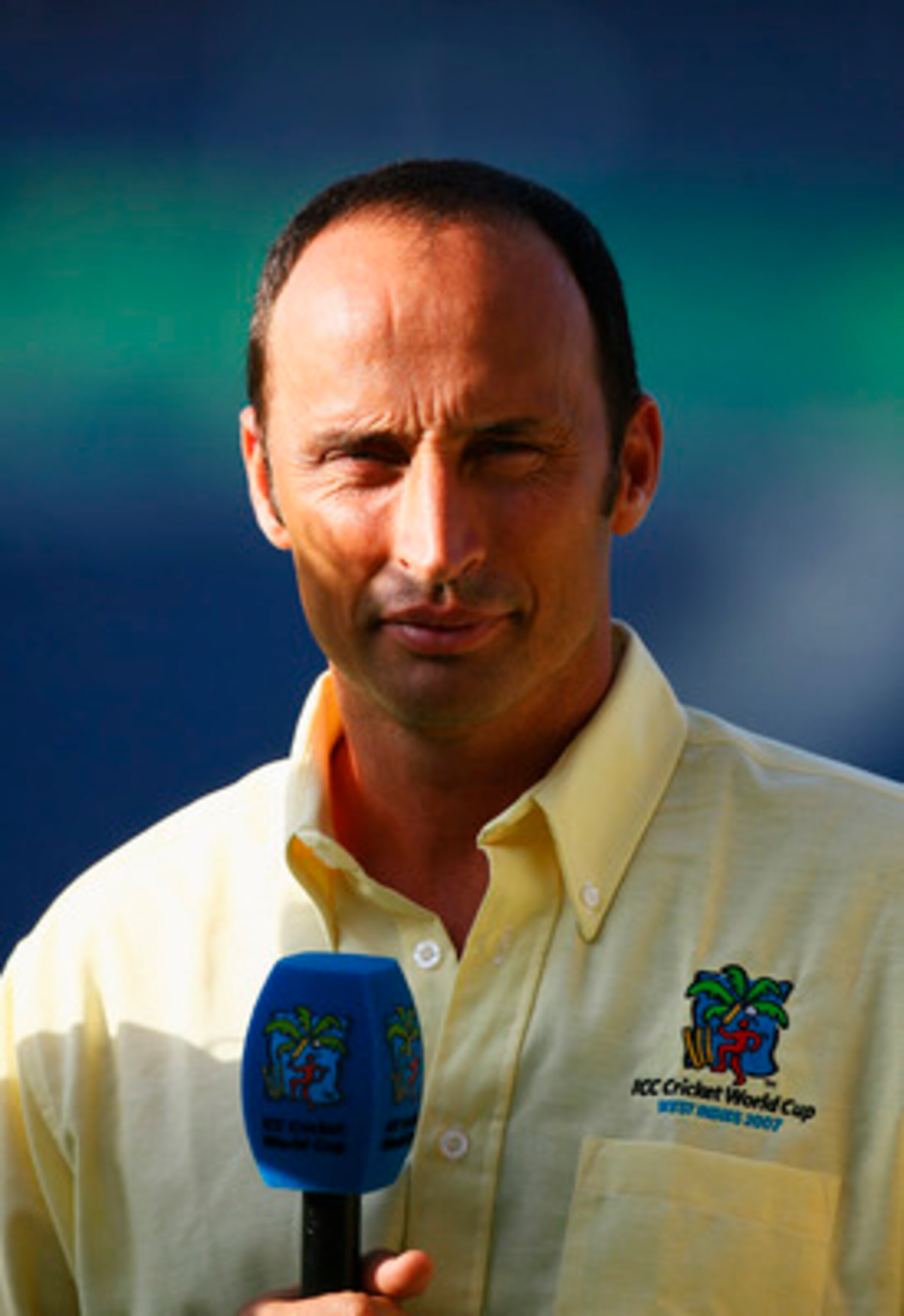 BRIDGETOWN, BARBADOS - APRIL 11:  Commentator Nasser Hussain looks on after the ICC Cricket World Cup Super Eights match between England and Bangladesh at the Kensington Oval on April 11, 2007 in Bridgetown, Barbados.  (Photo by Clive Mason/Getty Images)