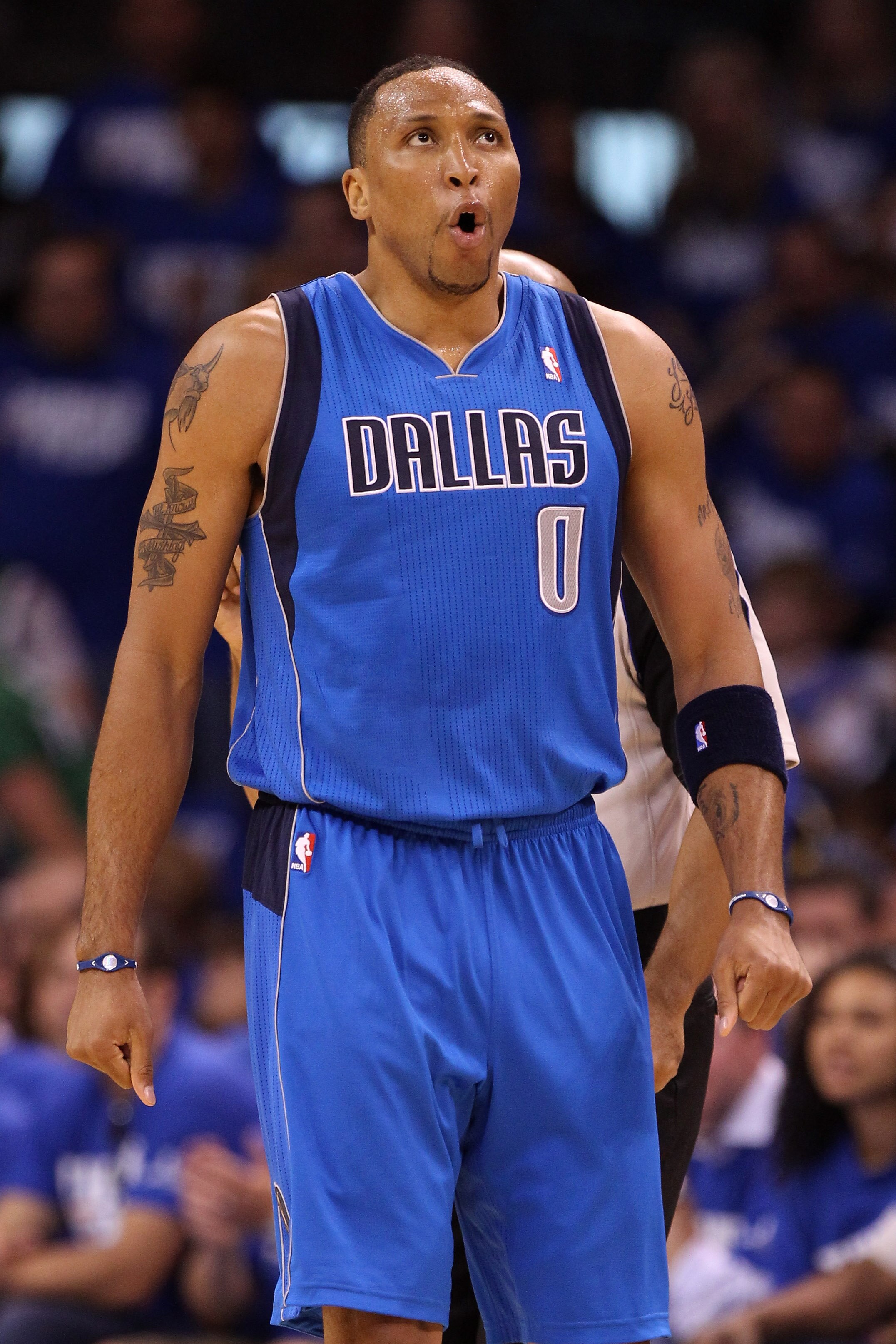 OKLAHOMA CITY, OK - MAY 21:  Shawn Marion #0 of the Dallas Mavericks reacts in the first quarter while taking on the Oklahoma City Thunder in Game Three of the Western Conference Finals during the 2011 NBA Playoffs at Oklahoma City Arena on May 21, 2011 i
