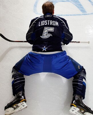 RALEIGH, NC - JANUARY 30:  Nicklas Lidstrom #5 of the Detroit Red Wings for Team Lidstrom warms up before the 58th NHL All-Star Game at RBC Center on January 30, 2011 in Raleigh, North Carolina.  (Photo by Kevin C. Cox/Getty Images)