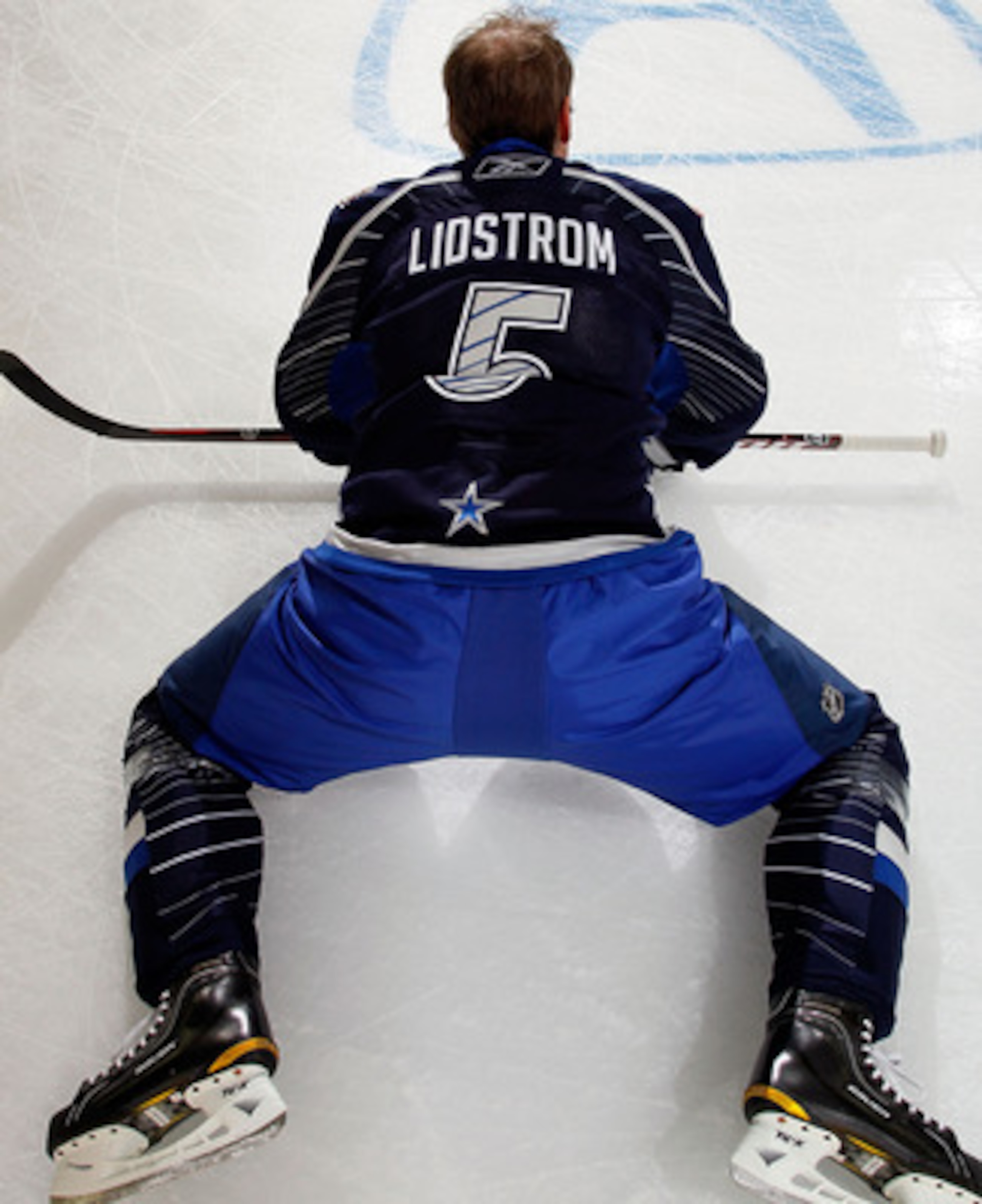 RALEIGH, NC - JANUARY 30:  Nicklas Lidstrom #5 of the Detroit Red Wings for Team Lidstrom warms up before the 58th NHL All-Star Game at RBC Center on January 30, 2011 in Raleigh, North Carolina.  (Photo by Kevin C. Cox/Getty Images)