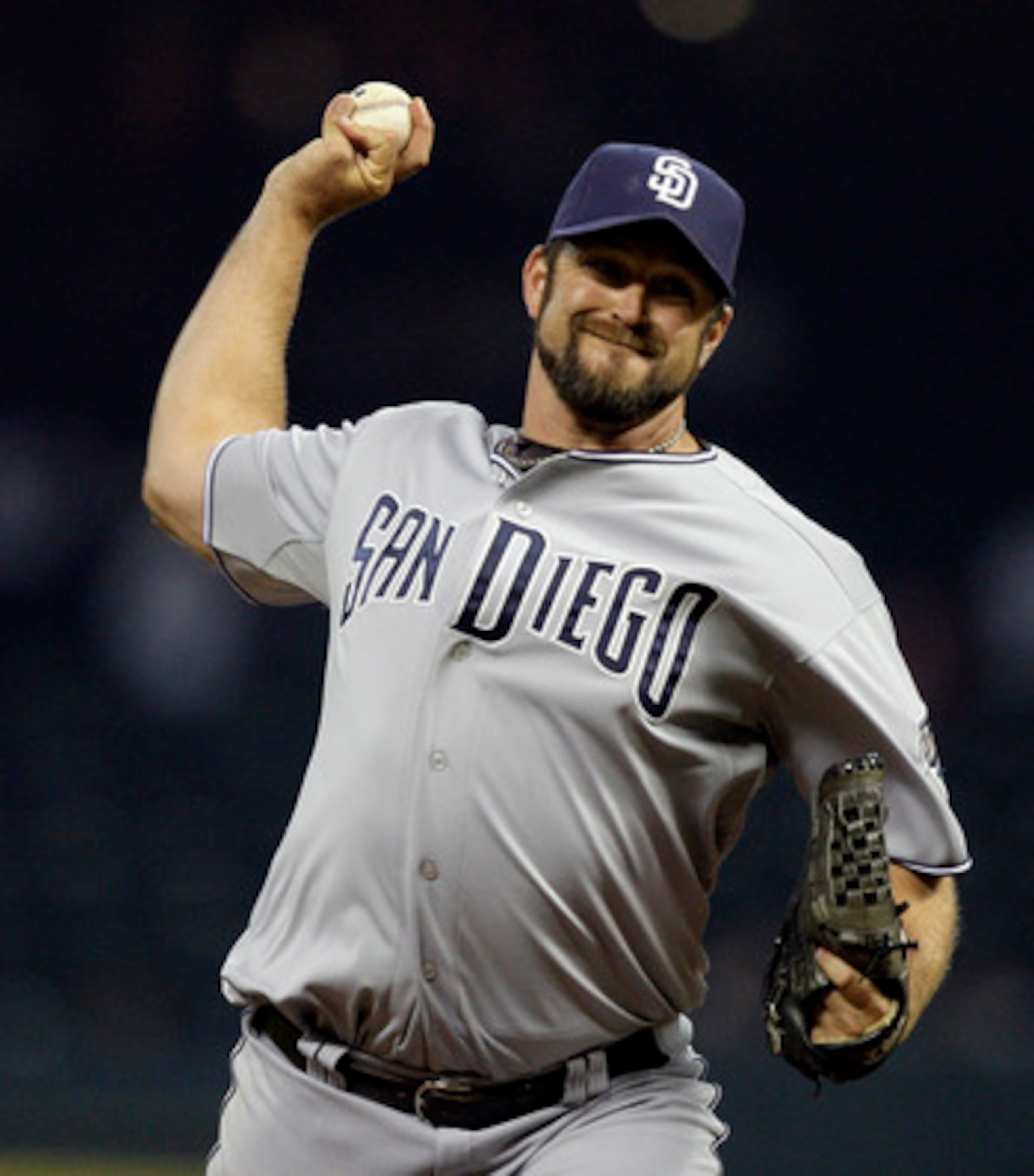 HOUSTON - APRIL 15:  Pitcher Heath Bell #21 of the San Diego Padres throws in the ninth inning against the Houston Astros at Minute Maid Park on April 15, 2011 in Houston, Texas.  (Photo by Bob Levey/Getty Images)