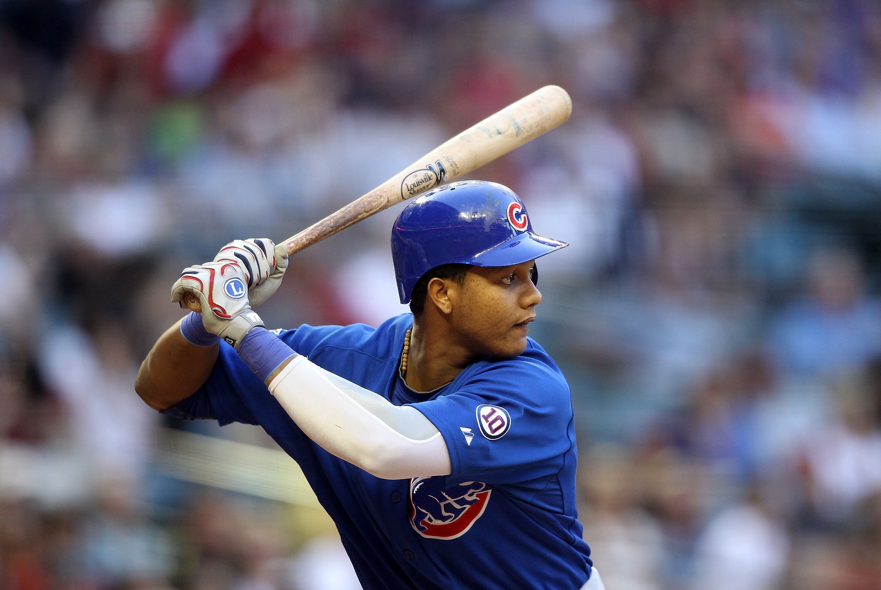 PHOENIX, AZ - APRIL 30:  Starlin Castro #13 of the Chicago Cubs bats against the Arizona Diamondbacks during the Major League Baseball game at Chase Field on April 30, 2011 in Phoenix, Arizona. The Cubs defeated the Diamondbacks 5-3.  (Photo by Christian