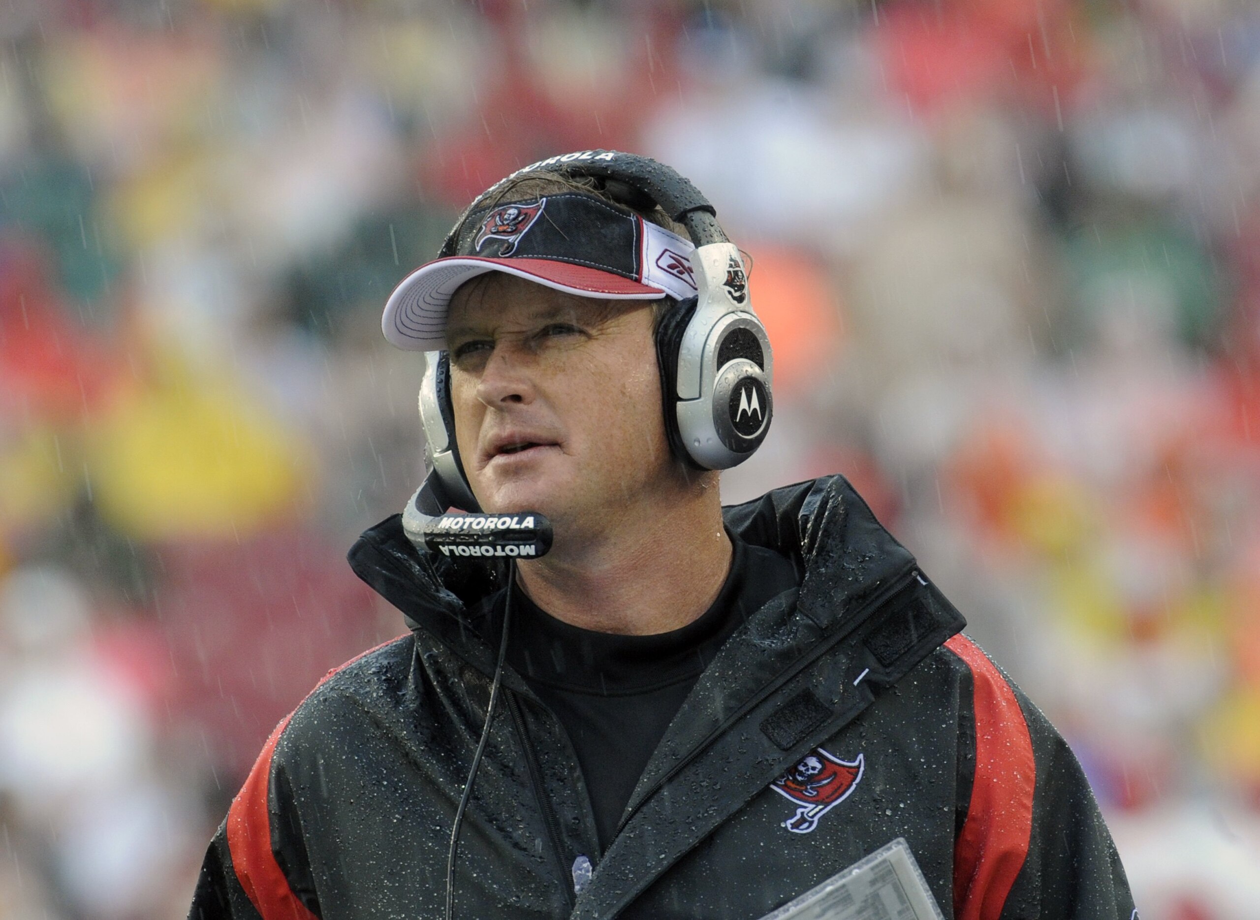 TAMPA, FL - NOVEMBER 30: Coach Jon Gruden of the Tampa Bay Buccaneers directs play against the New Orleans Saints at Raymond James Stadium on November 30, 2008 in Tampa, Florida.  (Photo by Al Messerschmidt/Getty Images)