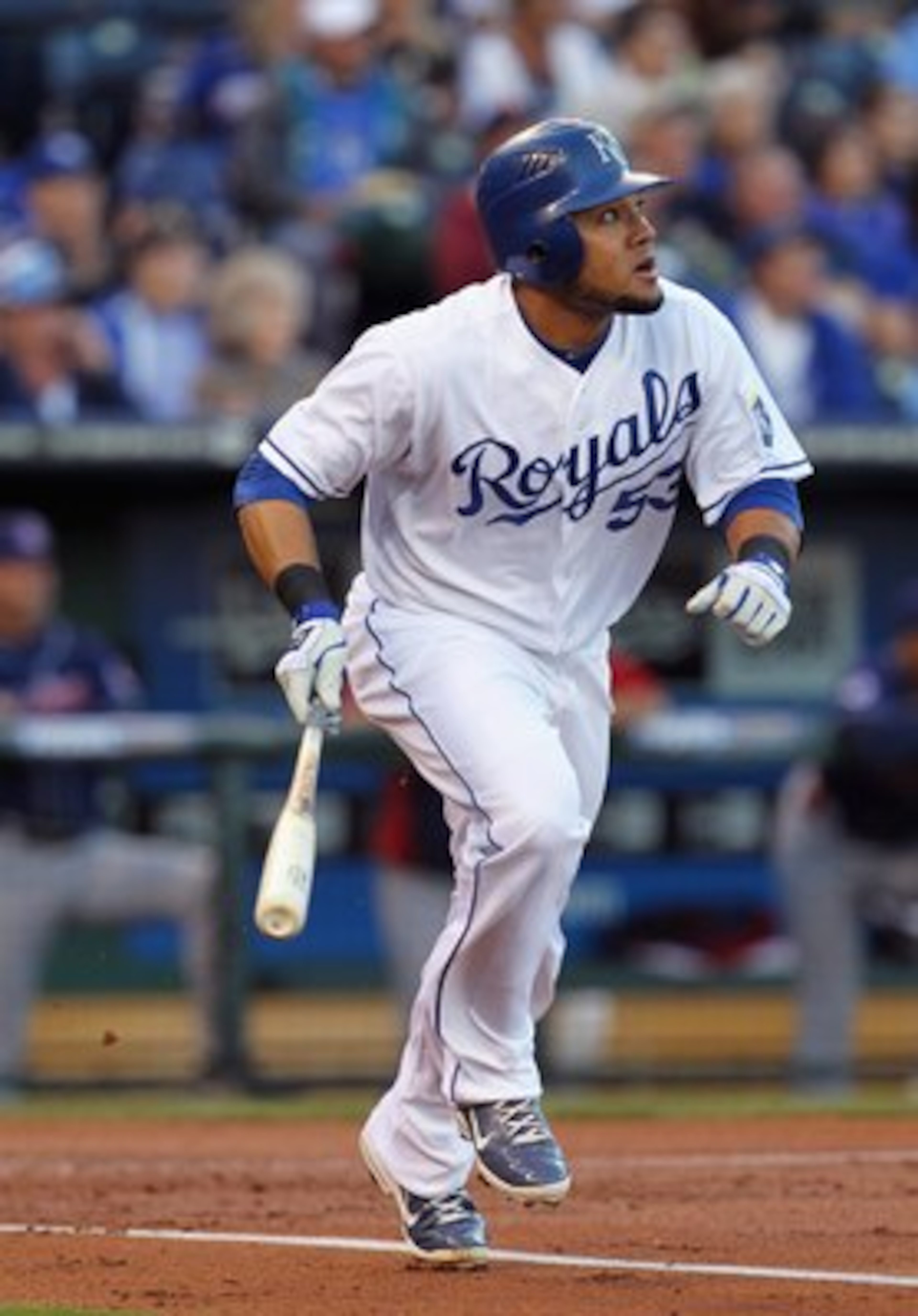 KANSAS CITY, MO - MAY 16:  Melky Cabrera #53 of the Kansas City Royals in action during the game against the Cleveland Indians on May 16, 2011 at Kauffman Stadium in Kansas City, Missouri.  (Photo by Jamie Squire/Getty Images)