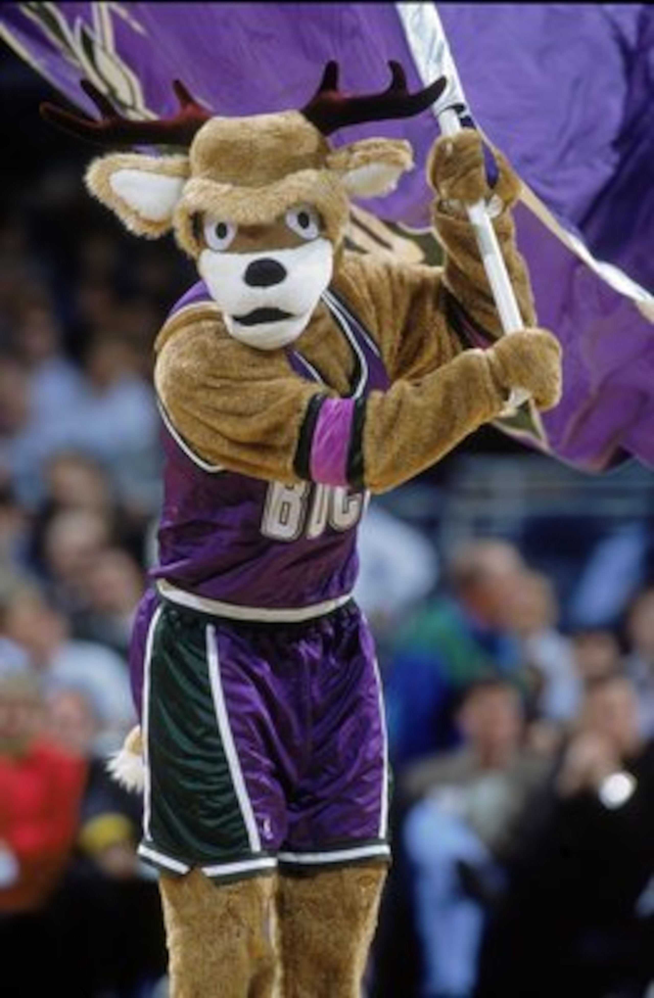 23 Jan 2001: The Milwaukee Bucks mascot waves the team flag during the game against the New York Knicks at the Bradley Center in Milwaukee, Wisconsin. The Bucks defeated the Knicks 105-91.    NOTE TO USER: It is expressly understood that the only rights A