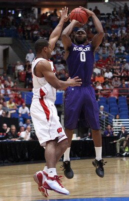 TUCSON, AZ - MARCH 19:  Jacob Pullen #0 of the Kansas State Wildcats shoots against the Wisconsin Badgers during the third round of the 2011 NCAA men's basketball tournament at McKale Center on March 19, 2011 in Tucson, Arizona.  (Photo by Christian Peter