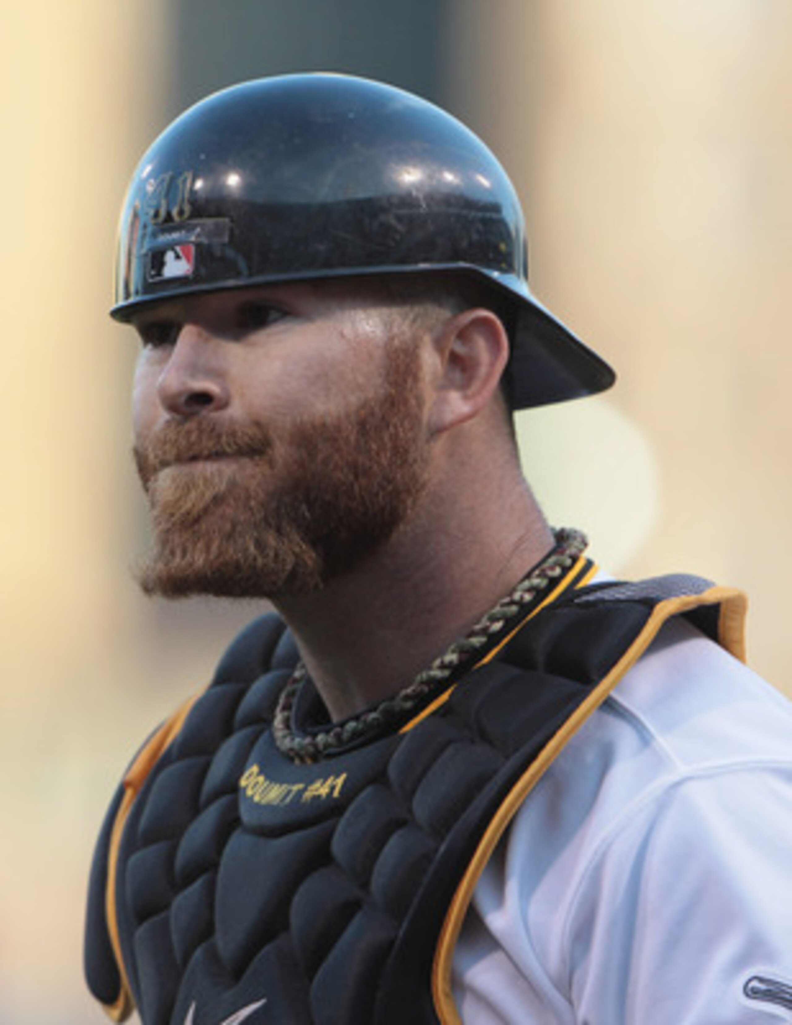 PITTSBURGH, PA - APRIL 13:  Ryan Doumit #41 of the Pittsburgh Pirates waits at home plate during their game against the Milwaukee Brewers at PNC Park on April 13, 2011 in Pittsburgh, Pennsylvania.  (Photo by Scott Halleran/Getty Images)