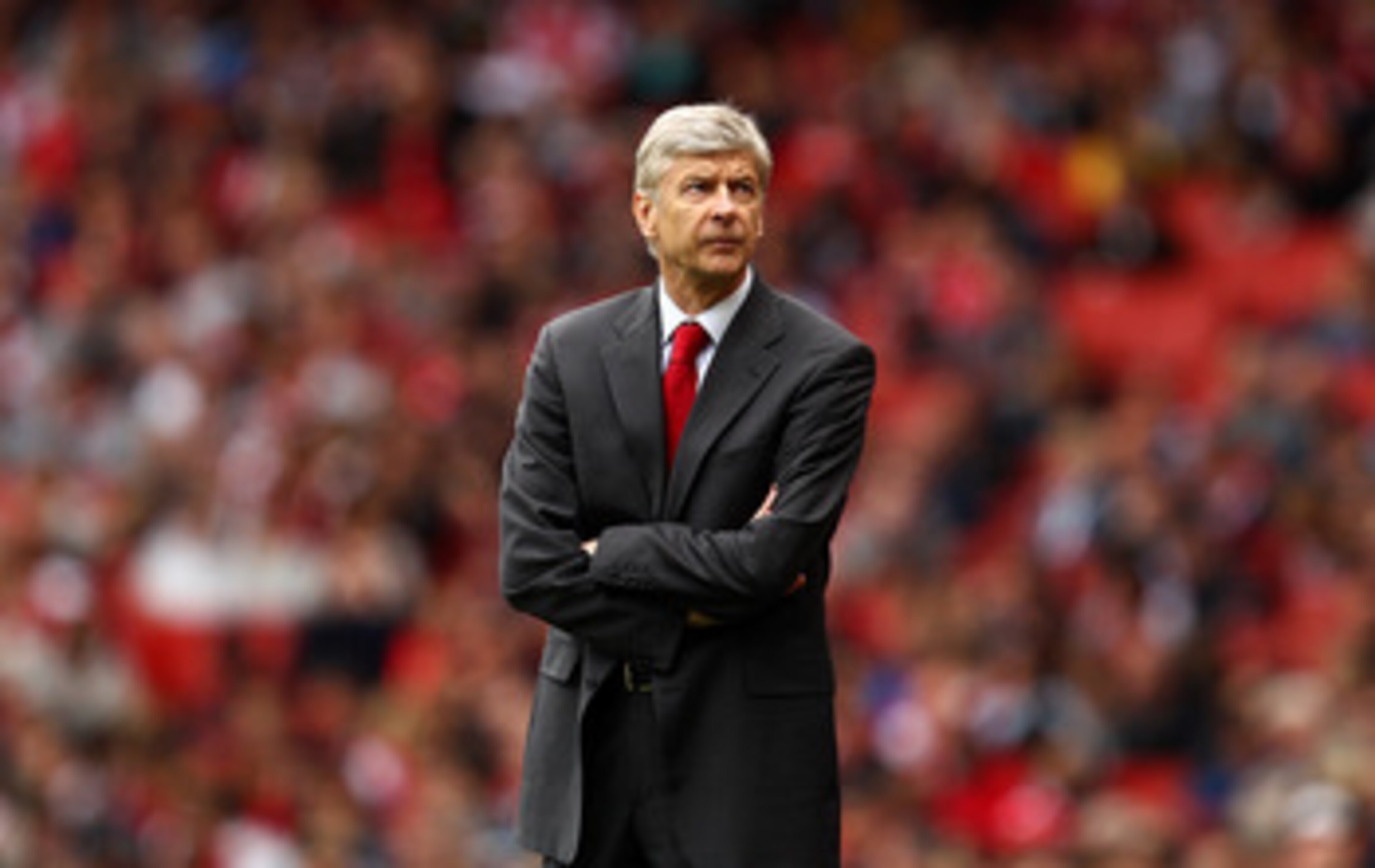 LONDON, ENGLAND - MAY 15:  Arsene Wenger manager of Arsenal looks skywards during the Barclays Premier League match between Arsenal and Aston Villa at the Emirates Stadium on May 15, 2011 in London, England.  (Photo by Richard Heathcote/Getty Images)