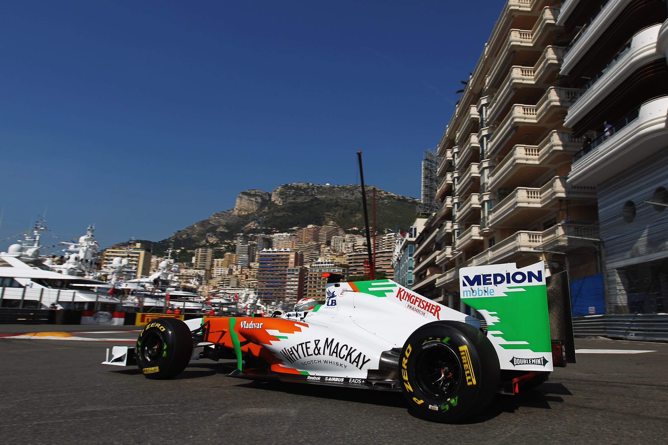 MONTE CARLO, MONACO - MAY 26:  Adrian Sutil of Germany and Force India drives during practice for the Monaco Formula One Grand Prix at the Monte Carlo Circuit on May 26, 2011 in Monte Carlo, Monaco.  (Photo by Paul Gilham/Getty Images)