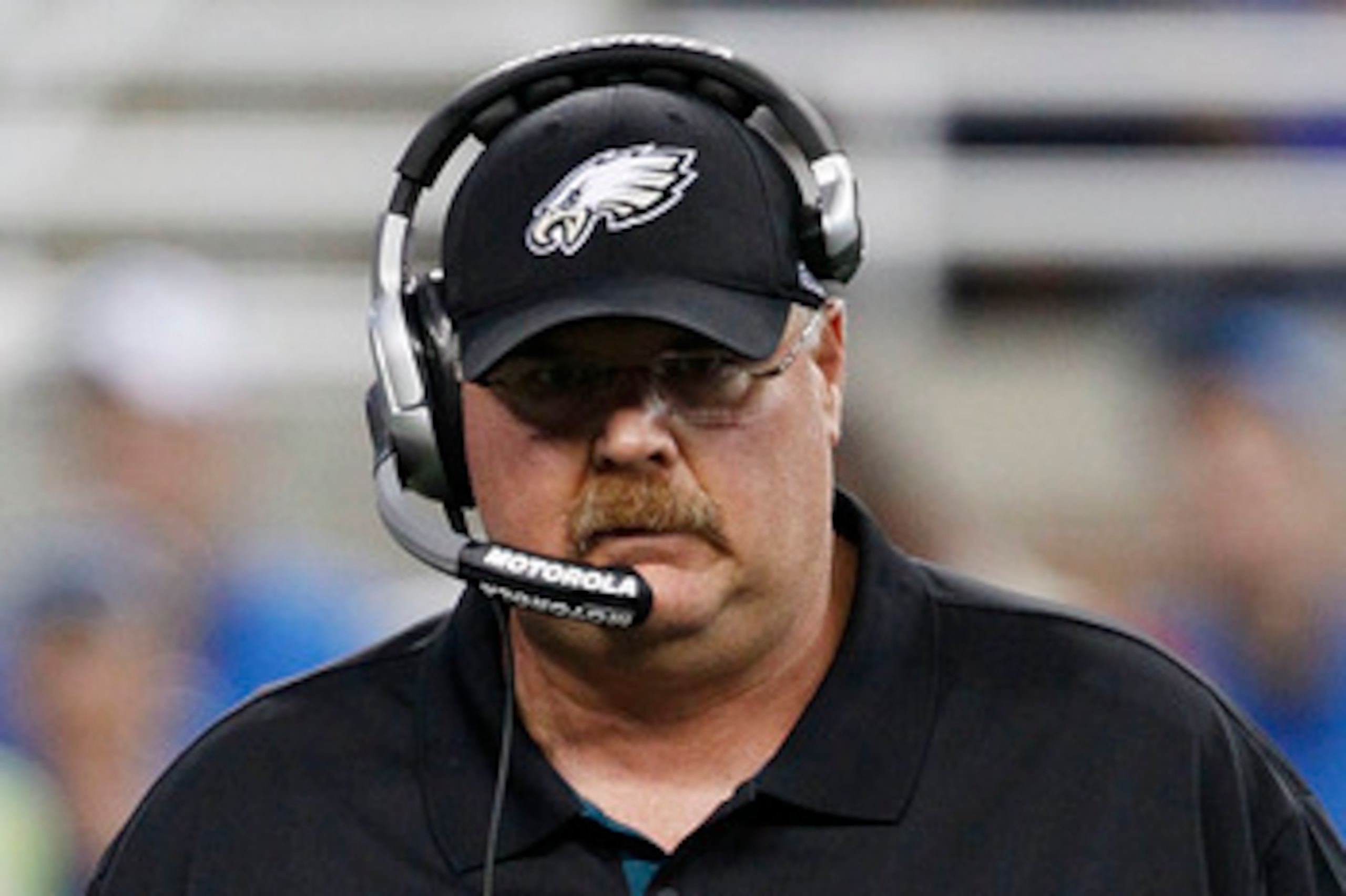 DETROIT - SEPTEMBER 19:  Philadelphia Eagles head coach Andy Reid during the game against the Detroit Lions at Ford Field on September 19, 2010 in Detroit, Michigan. The Eagles defeated the Lions 35-32.  (Photo by Leon Halip/Getty Images)