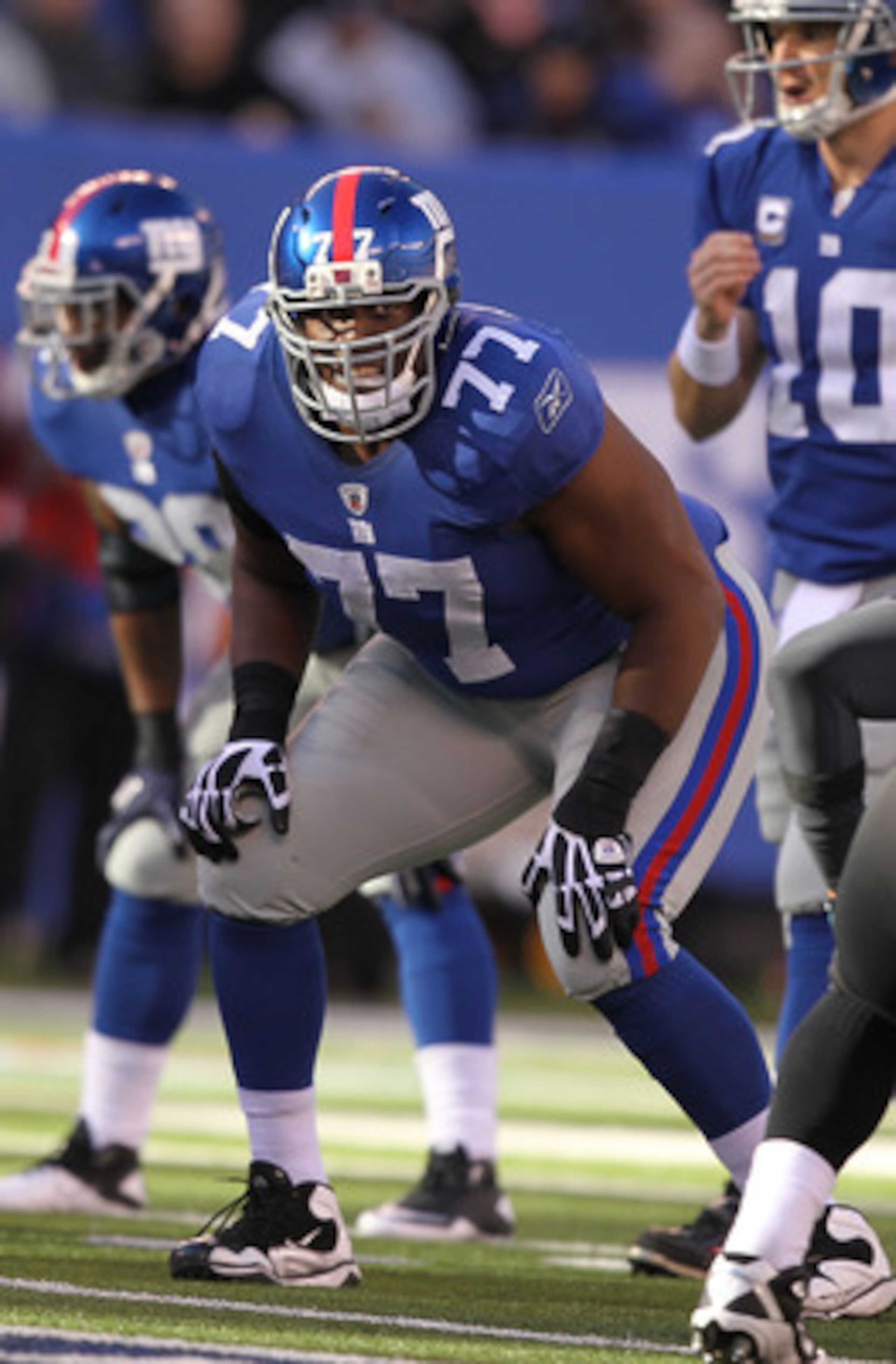 EAST RUTHERFORD, NJ - NOVEMBER 28: Kevin Boothe #77 of the New York Giants in action against the Jacksonville Jaguars during their game on November 28, 2010 at The New Meadowlands Stadium in East Rutherford, New Jersey. (Photo by Al Bello/Getty Images) EAST RUTHERFORD, NJ - NOVEMBER 28: Kevin Boothe #77 of the New York Giants in action against the Jacksonville Jaguars during their game on November 28, 2010 at The New Meadowlands Stadium in East Rutherford, New Jersey. (Photo by Al Bello/Getty Images)